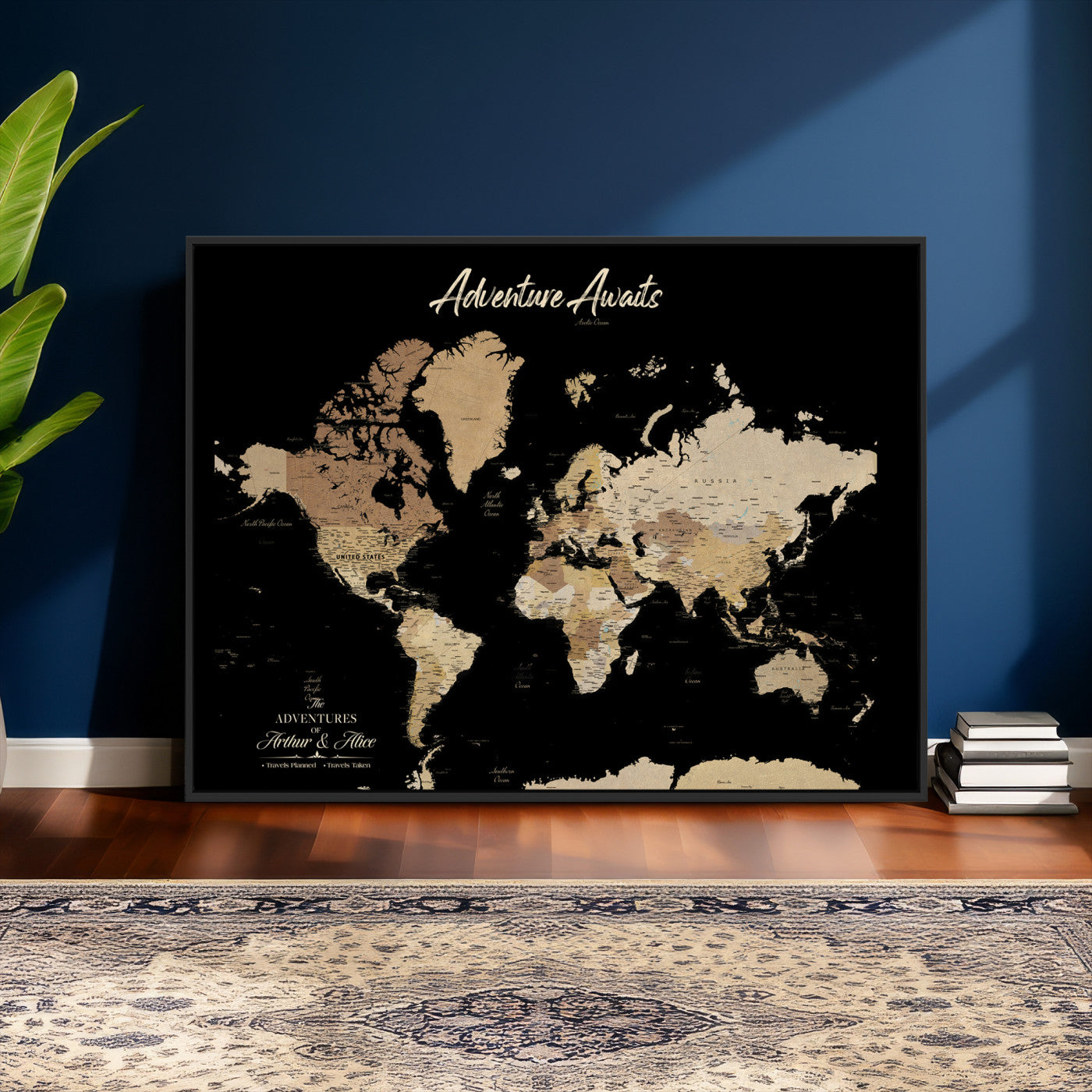 88415067-MGV-CV-36X24 - Custom Push Pin World Map Canvas Print – Personalized Travel Map Wall Art