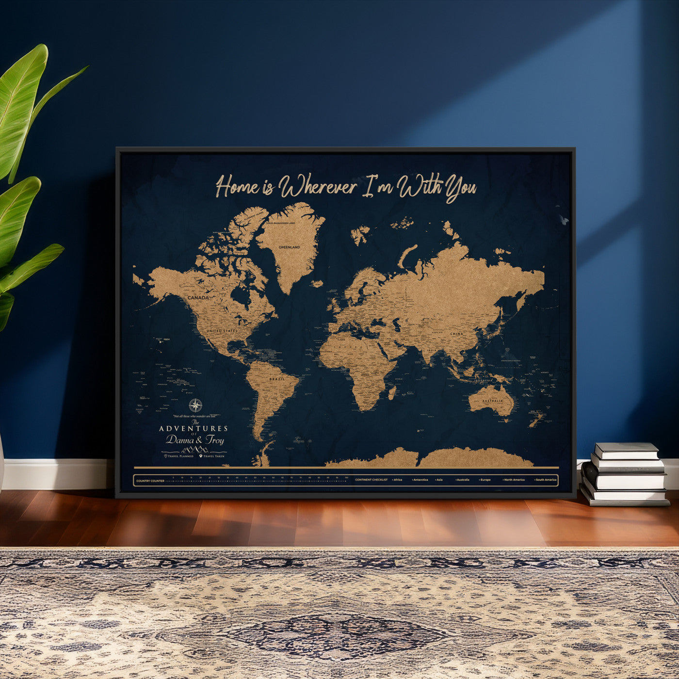 45598170-MGV-CV-36X24 - Custom Push Pin World Map Canvas Print – Personalized Travel Map Wall Art