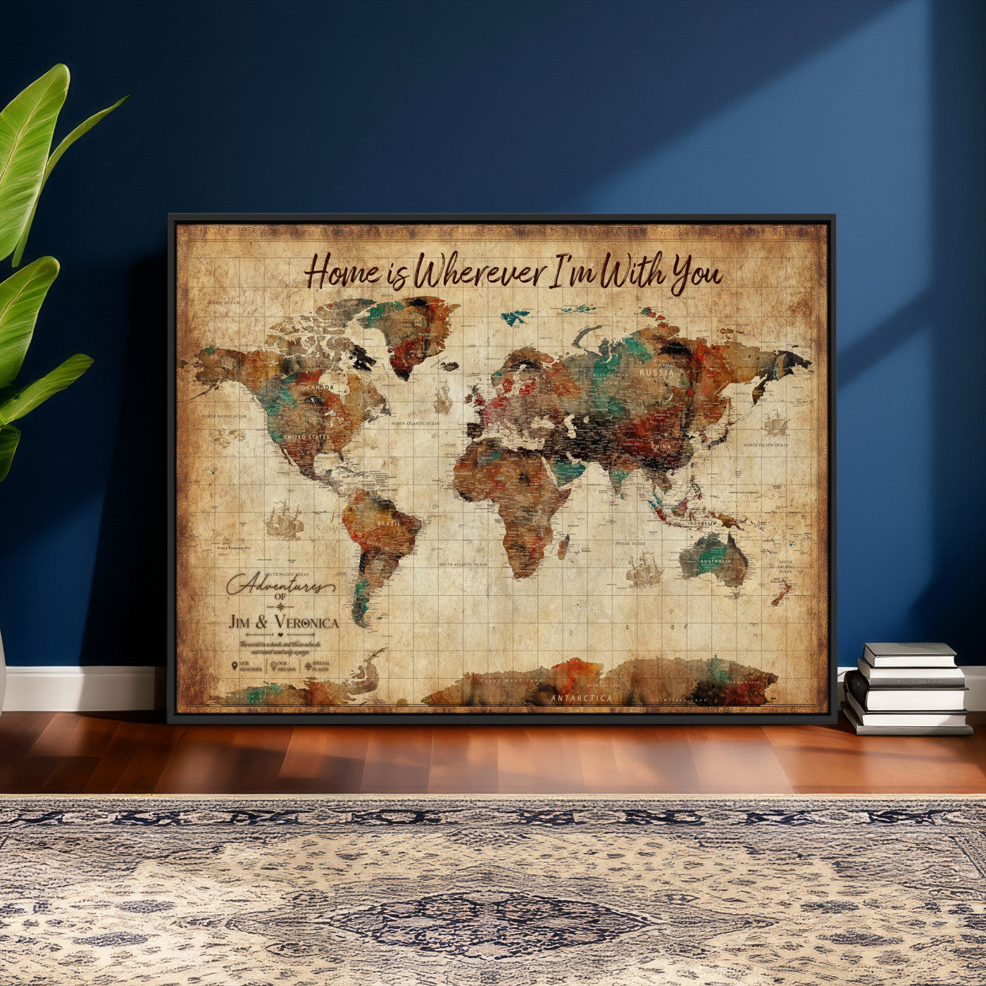 48389322-MGV-CV-36X24 - Custom Push Pin World Map Canvas Print – Personalized Travel Map Wall Art