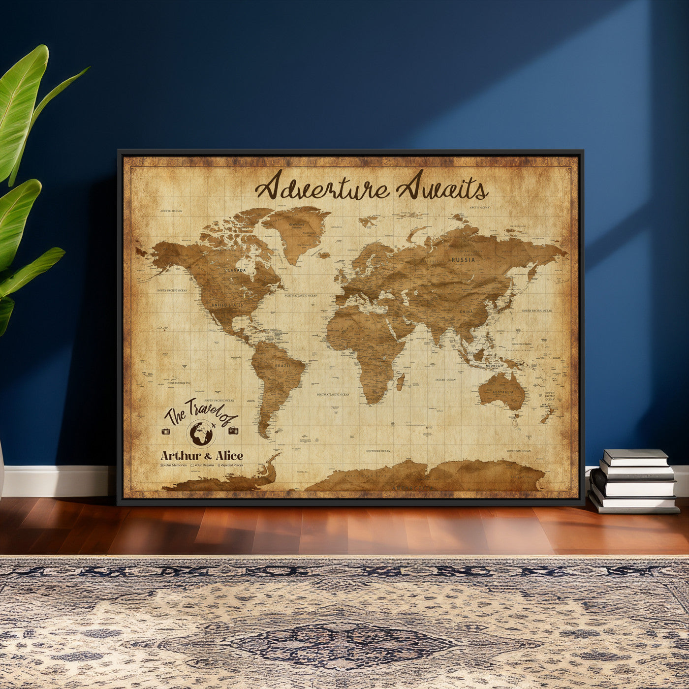 43427501-MGV-CV-36X24 - Custom Push Pin World Map Canvas Print – Personalized Travel Map Wall Art