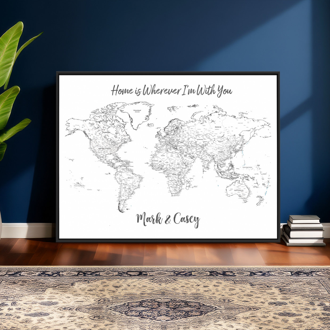 84721465-MGV-CV-36X24 - Custom Push Pin World Map Canvas Print – Personalized Travel Map Wall Art
