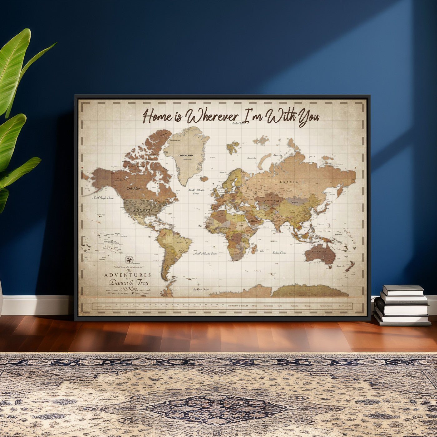 33352020-MGV-CV-36X24 - Custom Push Pin World Map Canvas Print – Personalized Travel Map Wall Art