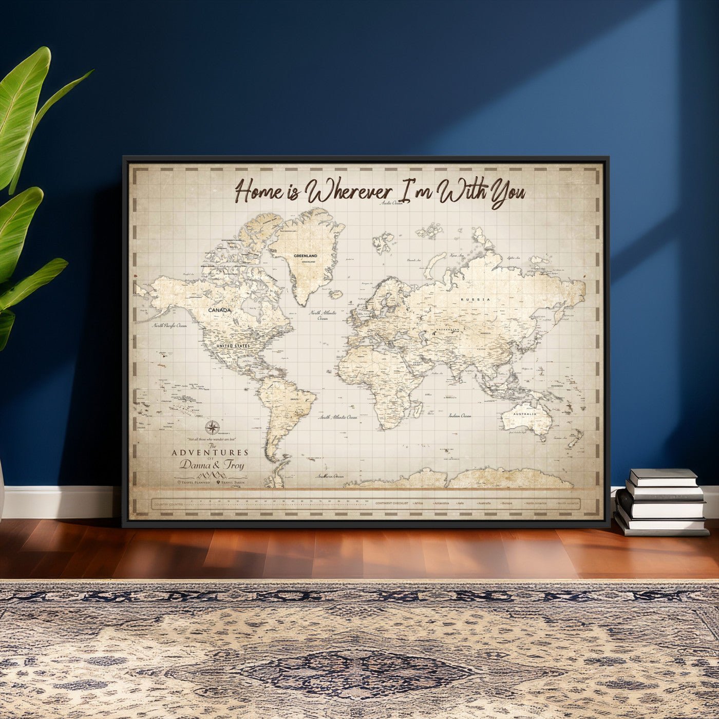 40086720-MGV-CV-36X24 - Custom Push Pin World Map Canvas Print – Personalized Travel Map Wall Art