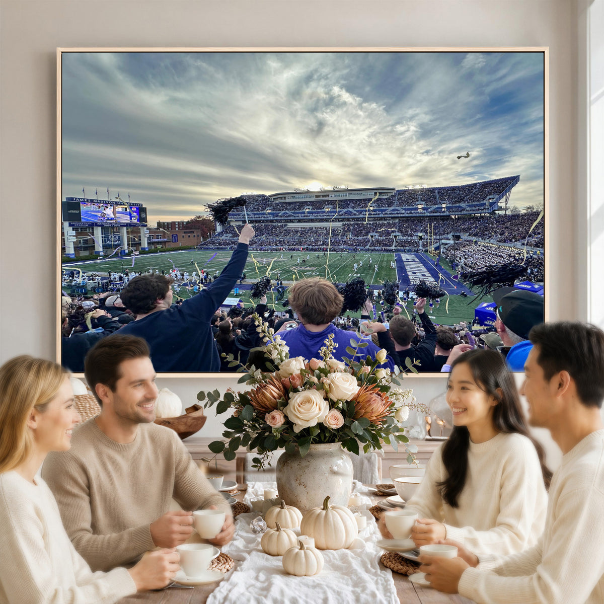 400867JMU-MGV-CV-36X24 - JMU Stadium Wall Art Canvas Print for Game Room Decor - James Madison University Stadium
