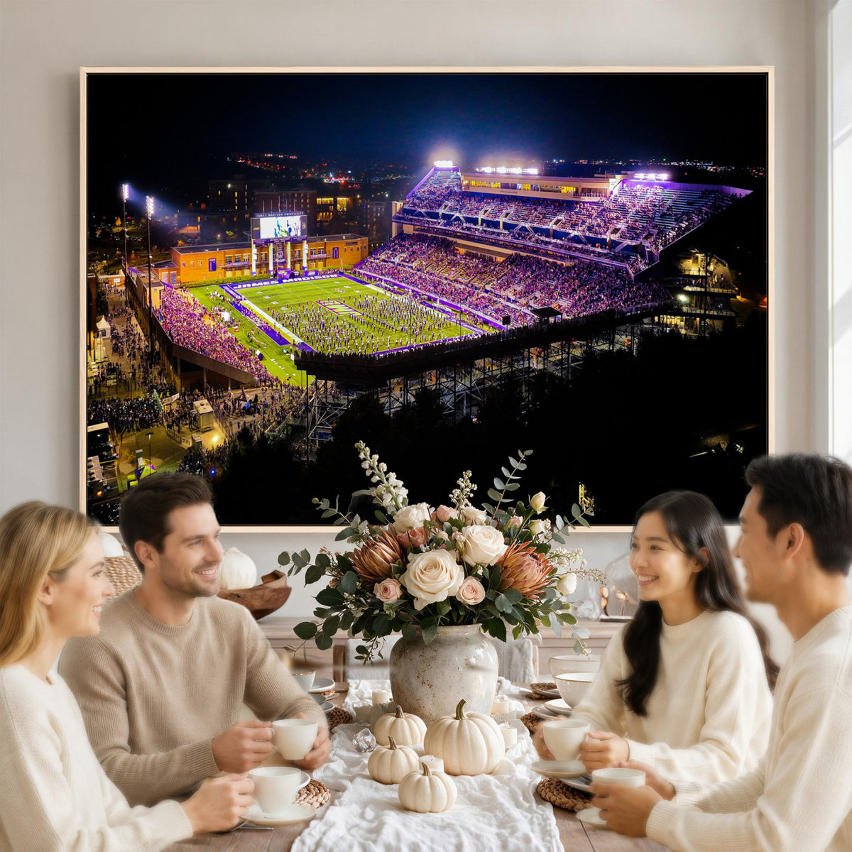 400867JMU2-MGV-CV-36X24 - JMU Stadium Wall Art Canvas Print for Game Room Decor - James Madison University Stadium