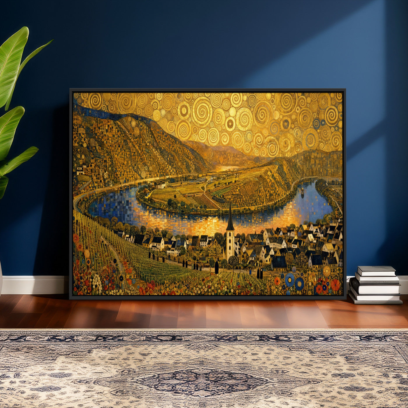 33713008-MGV-CV-36X24 - Gustav Klimt Style Mosel City Wall Art Canvas Print