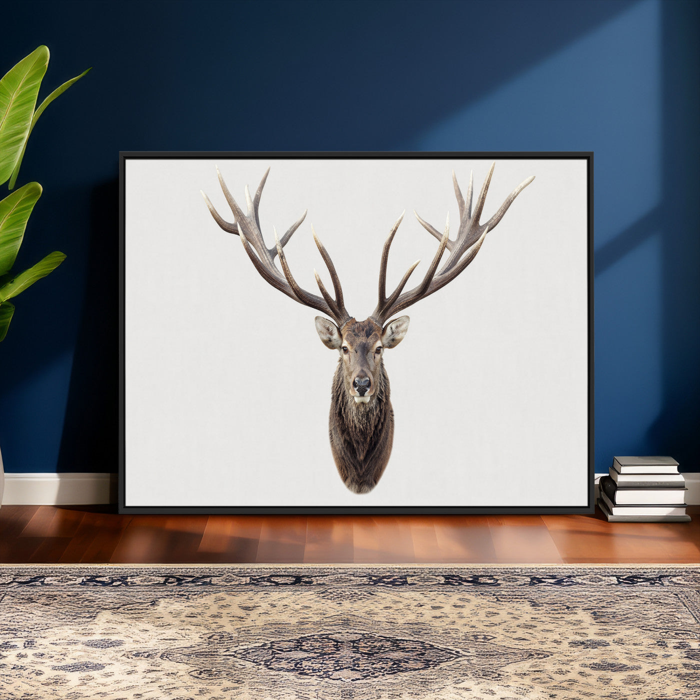840173GY-MGV-CV-36X24 - Majestic Red Deer Canvas Wall Art – Stag Antlers Horns Print, Wildlife Hunting Poster, Rustic Cabin Lodge Decor