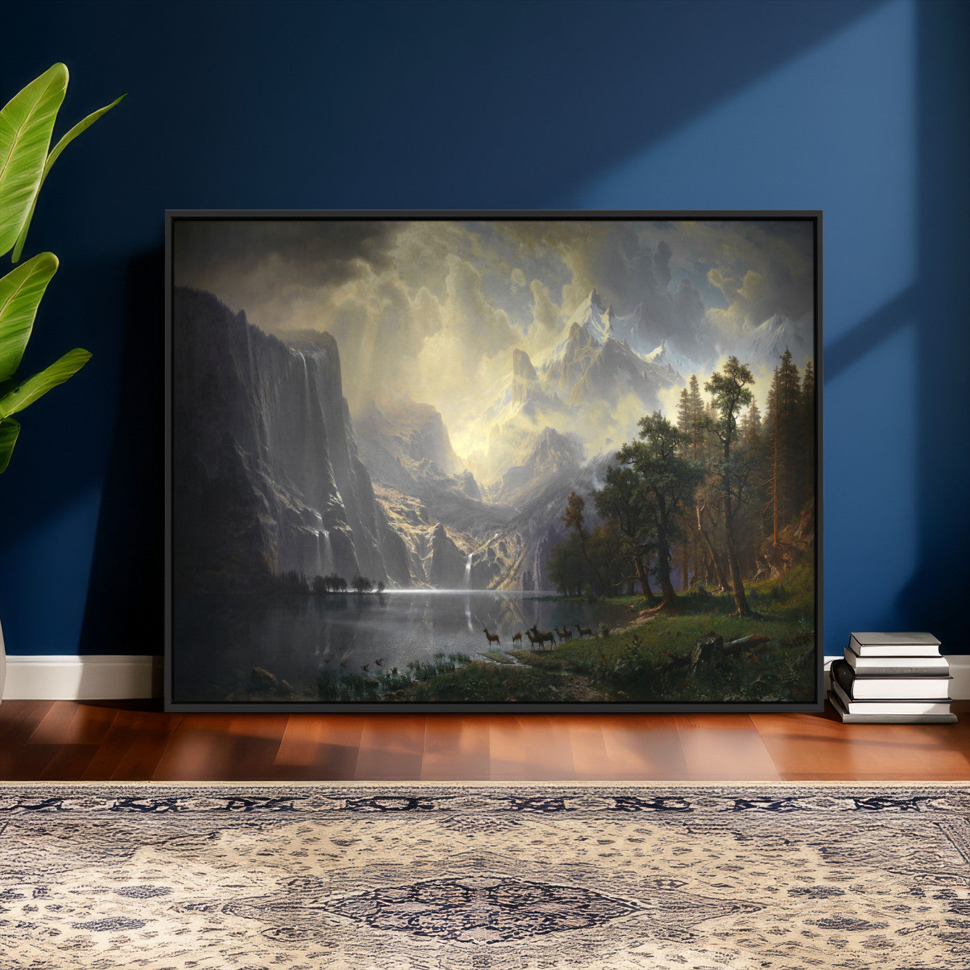 88679214-MGV-CV-36X24 - Albert Bierstadt Among the Sierra Nevada California Yosemite Wall Art Canvas Print, Classic Fine Art Painting Print