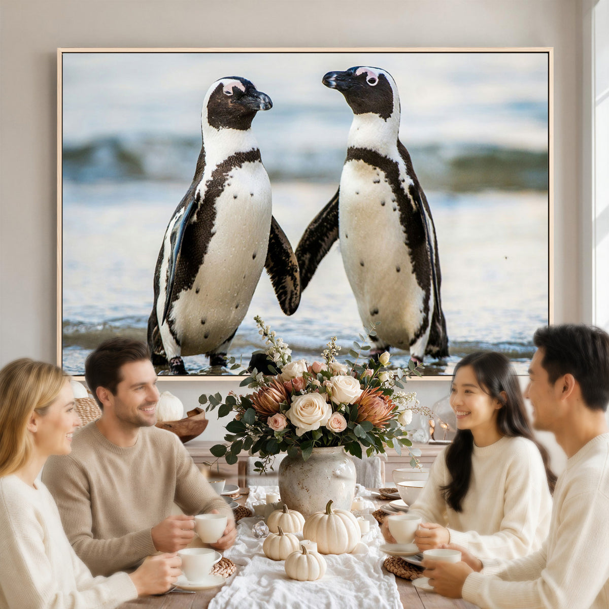 64870405-MGV-TP-30X20 - African Penguins Boulders Beach Wall Art Canvas Print, Cute Penguin Couple Photo Print