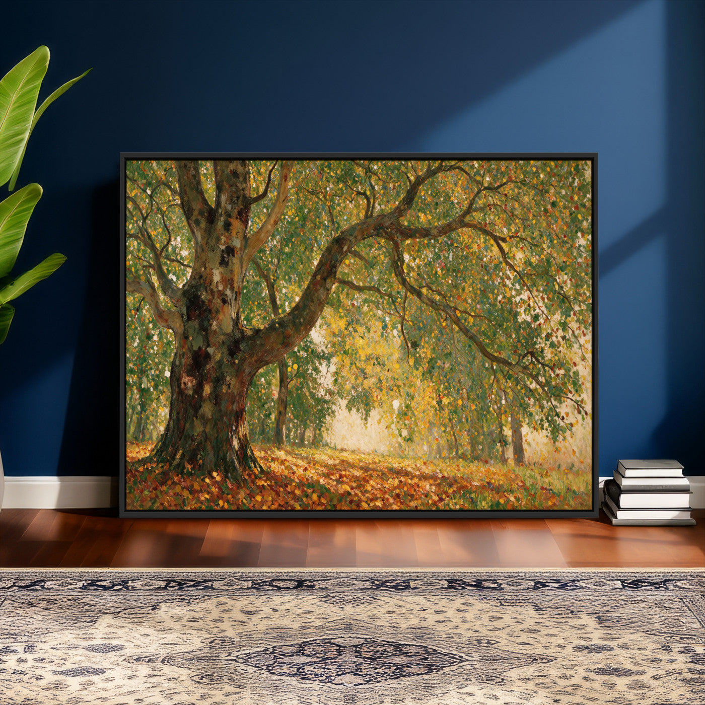 52555601-MGV-CV-36X24 - Claude Monet Style The Bodmer Oak Fontainebleau Forest Wall Art Canvas Print, Autumn Landscape Painting Print