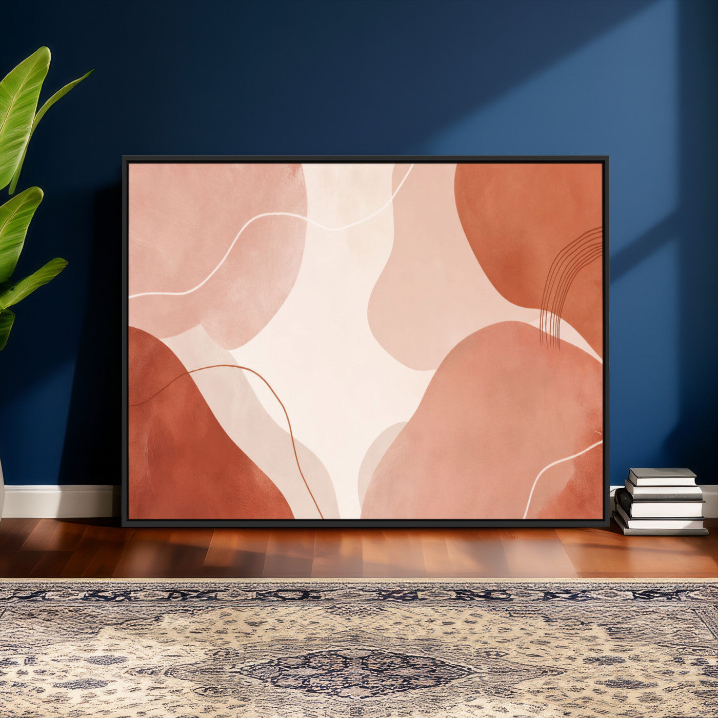 17685421-MGV-CV-36X24 - Abstract Boho Terracotta Wall Art Canvas Print, Mid Century Minimalist Painting Print