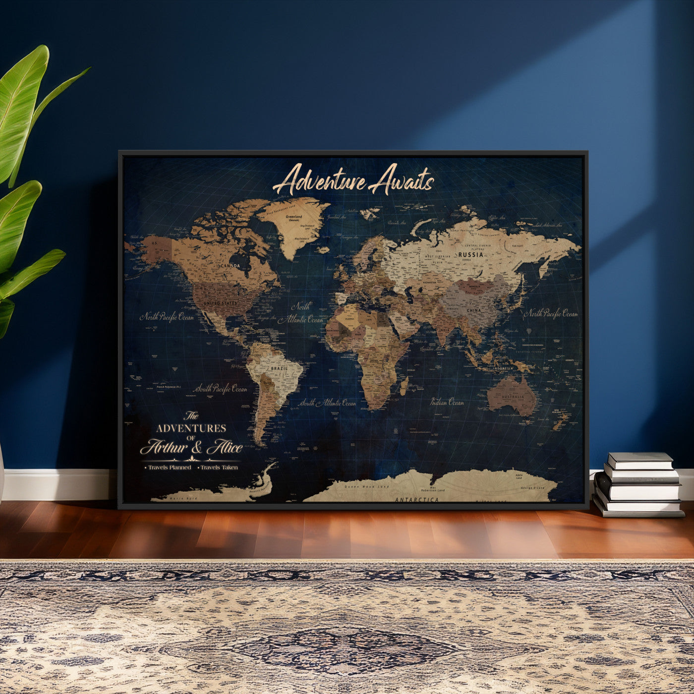 74477969-MGV-CV-36X24 - Custom Push Pin World Map Canvas | Personalized Travel Tracker | Wedding Anniversary Gift for Couples | Adventure Map Wall Art with Pins