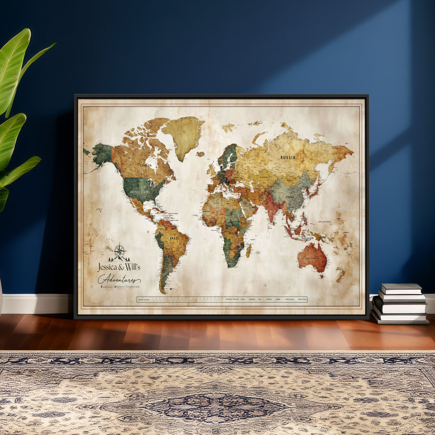 19542567-MGV-CV-36X24 - Custom Push Pin World Map Canvas | Personalized Travel Tracker | Wedding Anniversary Gift for Couples | Adventure Map Wall Art with Pins