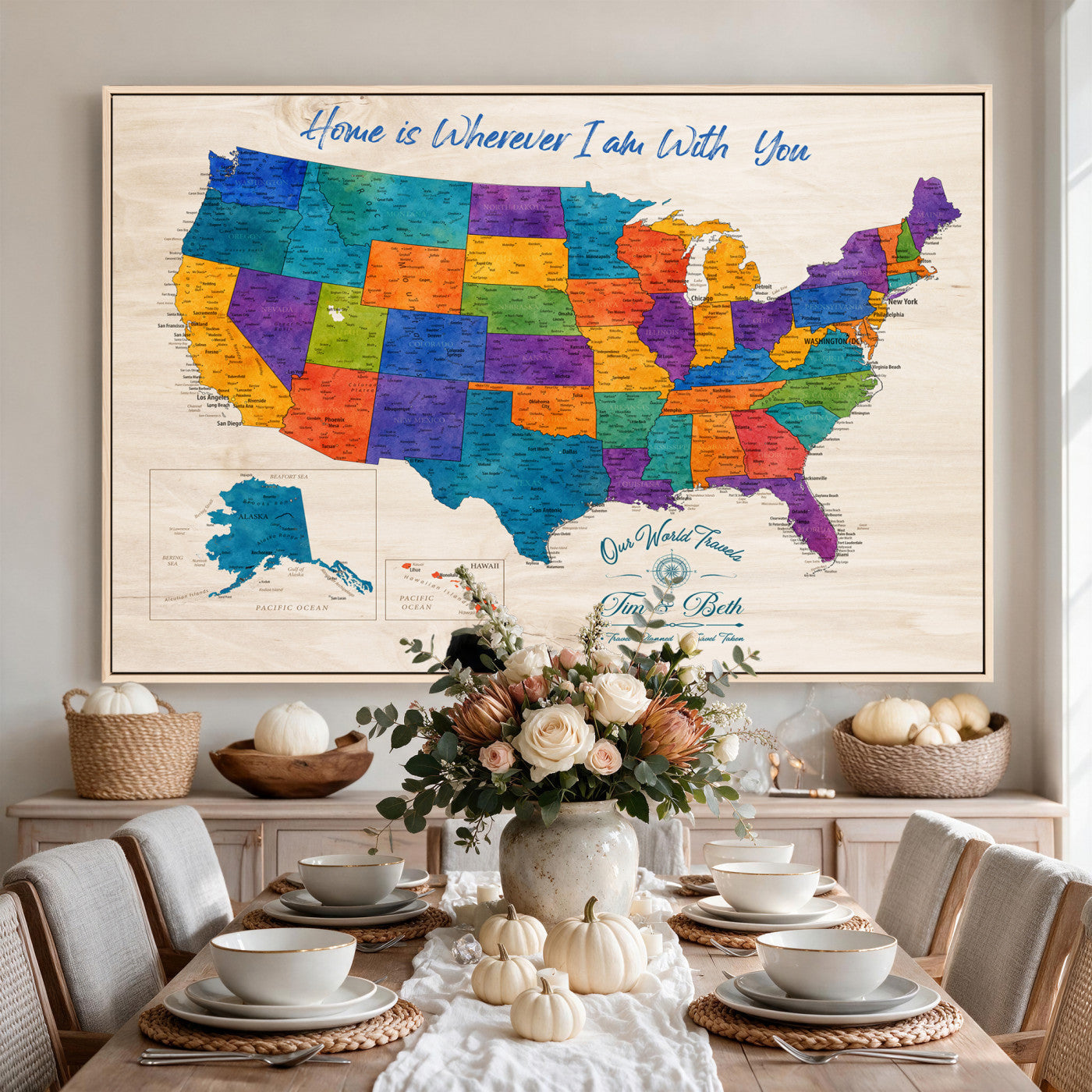 588510355-MGV-CV-36X24 - Personalized USA Push Pin Travel Map – Custom United States Map Wall Art