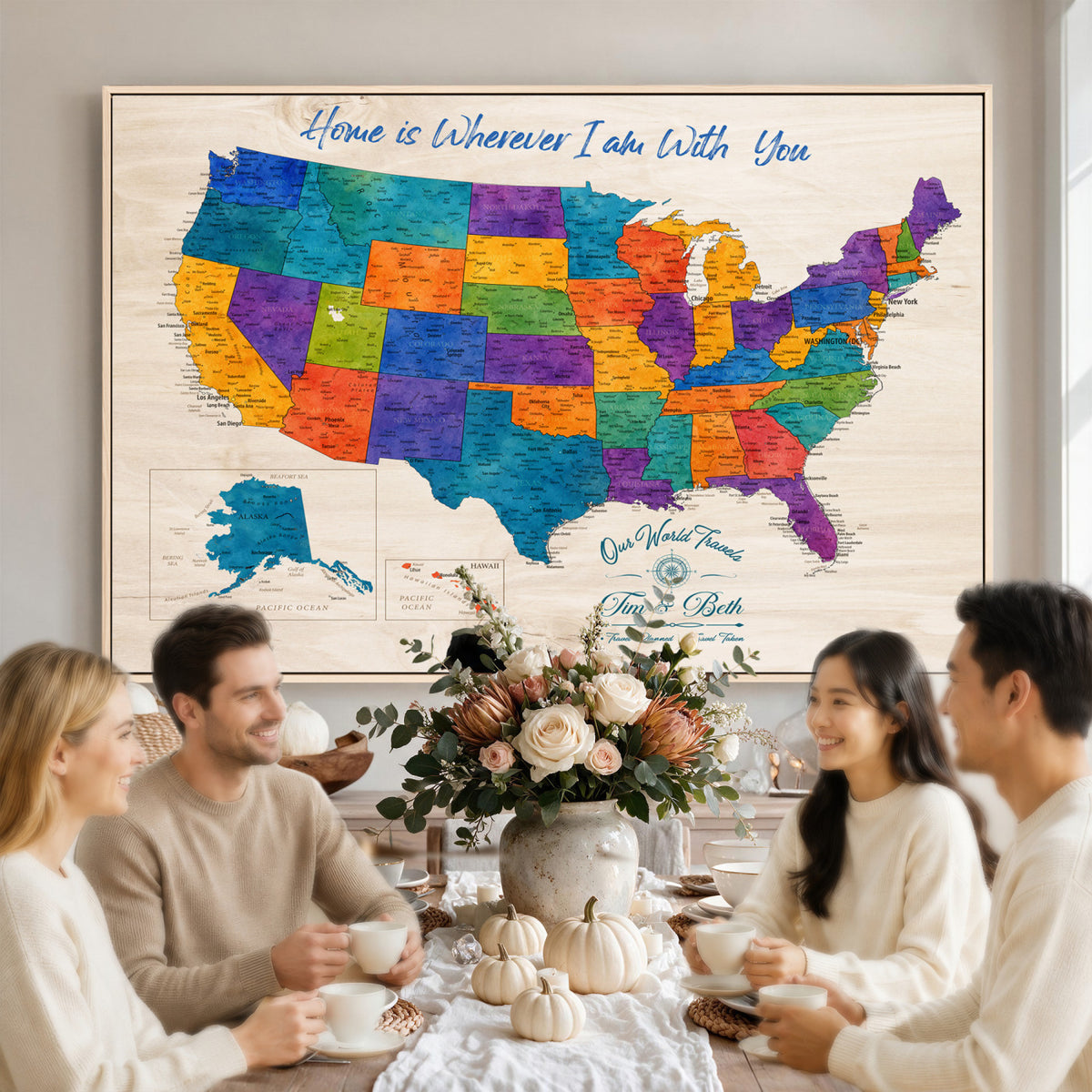 588510355-MGV-CV-36X24 - Personalized USA Push Pin Travel Map – Custom United States Map Wall Art