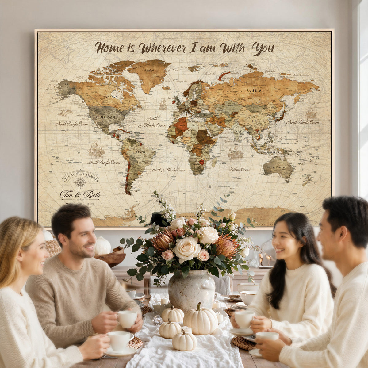 NEWMAP-22.jpg-_Poster-30x20 - World Map Wall Art Canvas Print, Modern Decorative Framed Map Artwork Prints for Living Room, Office, Bedroom Wall Decor