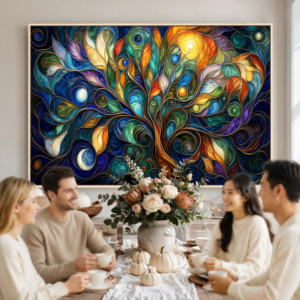 60127105-MGV-CV-36X24 - Psychedelic Tree Of Life Wall Art - Vibrant Swirl Cosmic Nature Decor