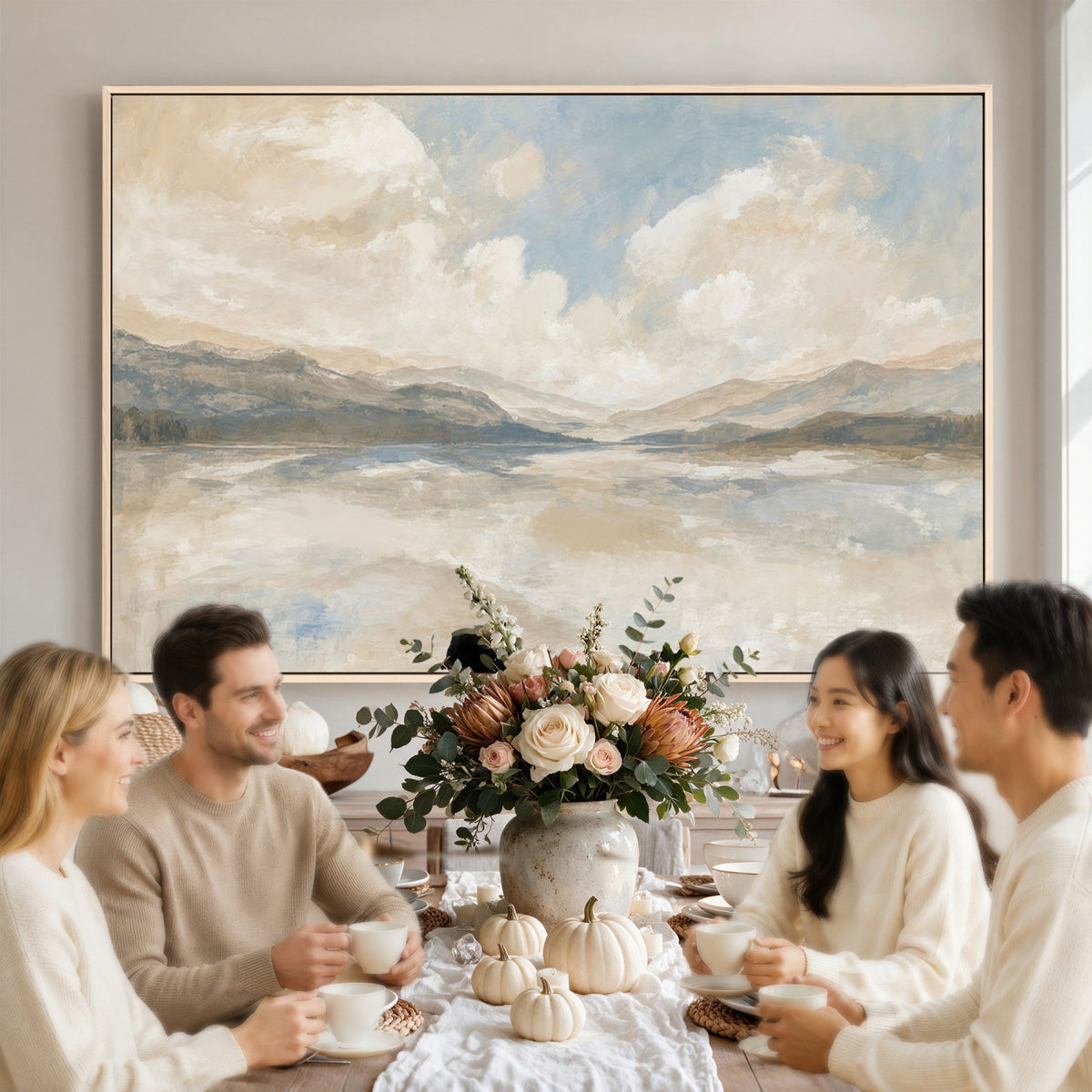 12998065-MGV-CV-36X24 - Serene Mountain and Lake Landscape Canvas Wall Art
