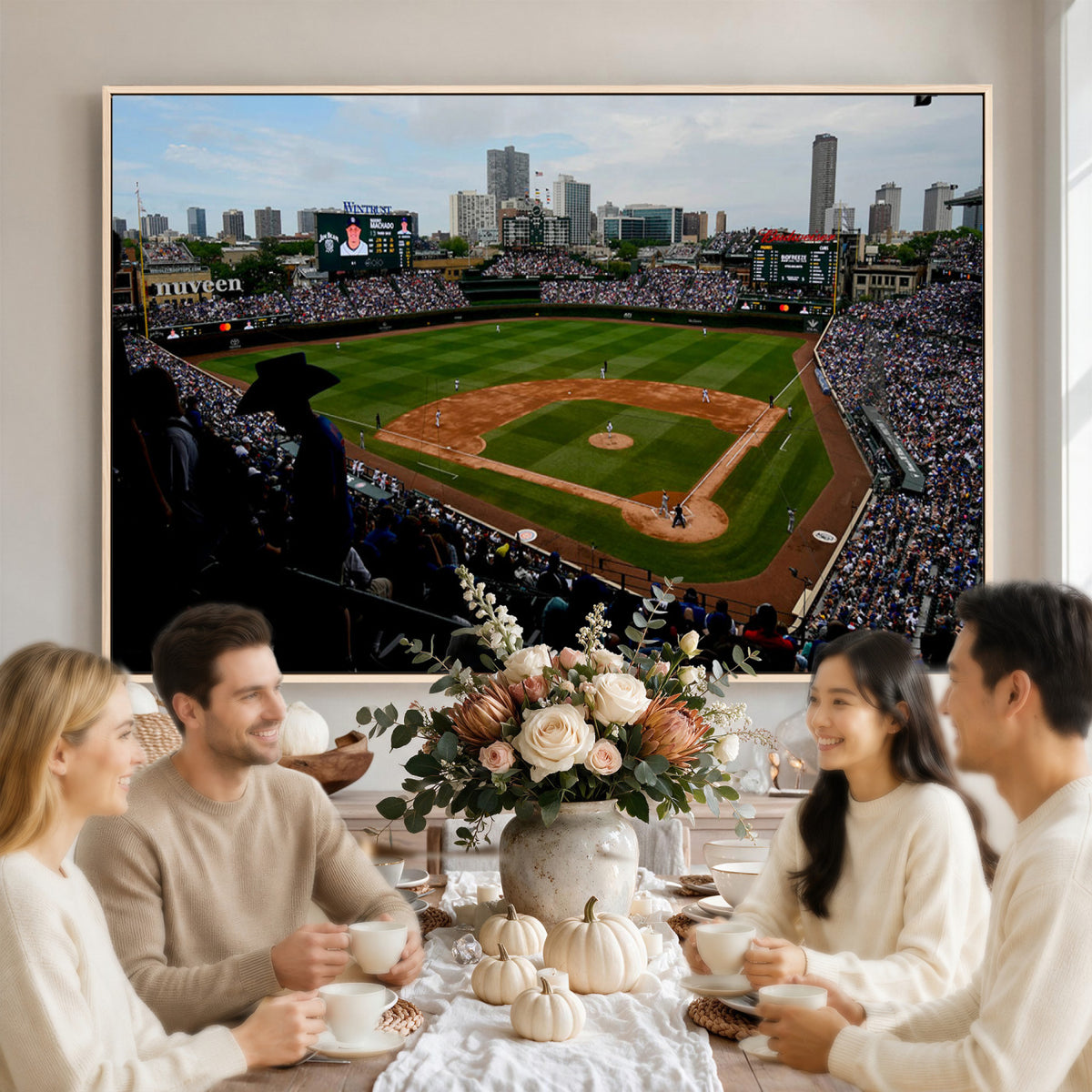 34859D-MGV-CV-36X24 - Chicago Cubs Baseball Team Print - Wrigley Field Stadium