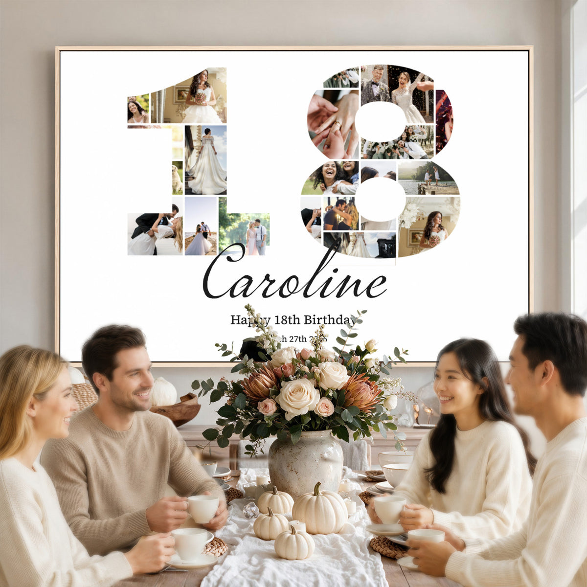 CSTM914DD-MGV-CV-36X24 - Number Photo Mosaic Canvas Print – Personalized Birthday Number Made of Your Photos