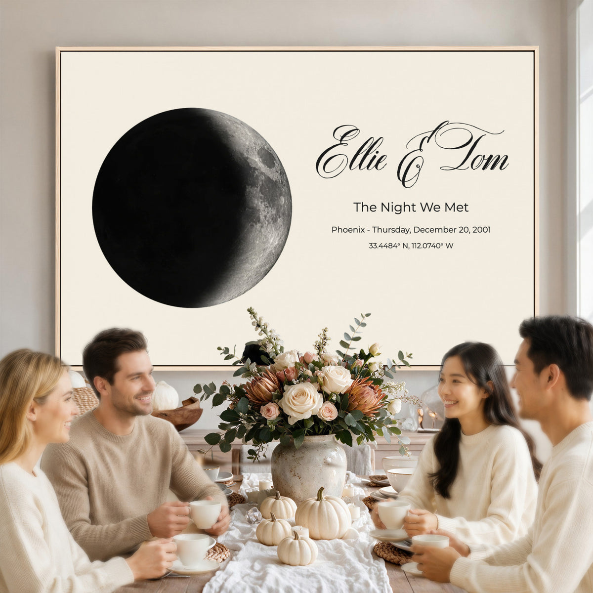 CSTM914MOON-MGV-CV-36X24 - Moon Phase Canvas Print – Personalized Moon from the Night You Met Wall Art