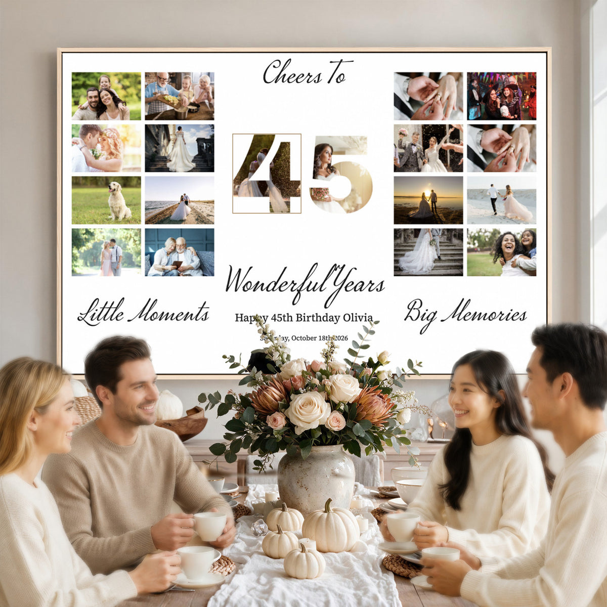 CSTM914CLJ-MGV-CV-36X24 - Moments and Memories Canvas Print – Personalized Birthday Photo Grid Wall Art