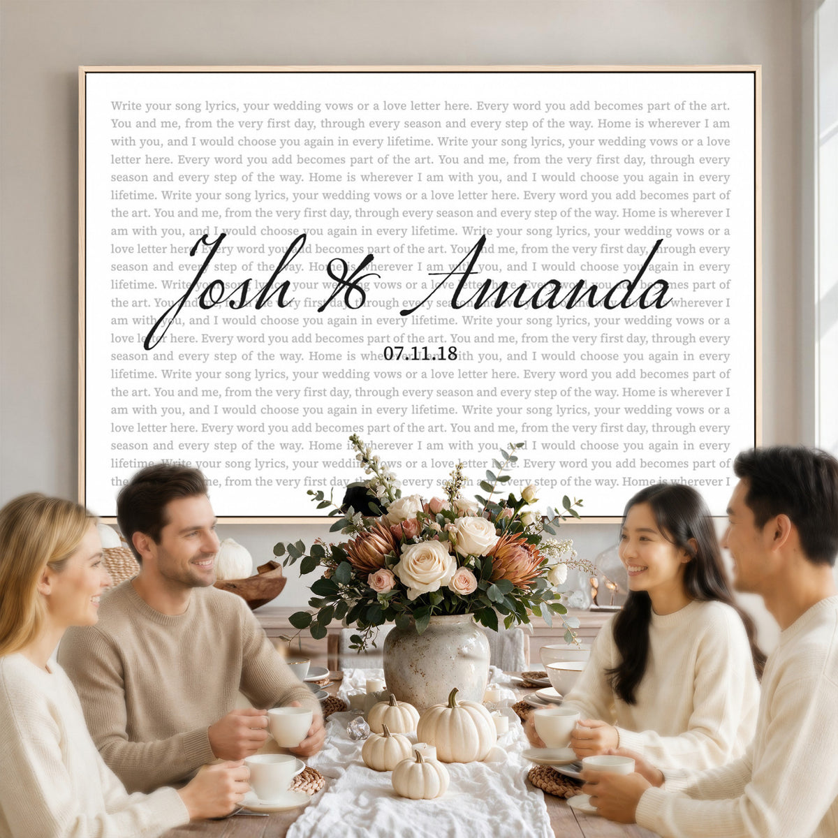 CSTM914ANI-MGV-CV-36X24 - Song Lyrics Wall Art with Names – Personalized Wedding Song Canvas Print