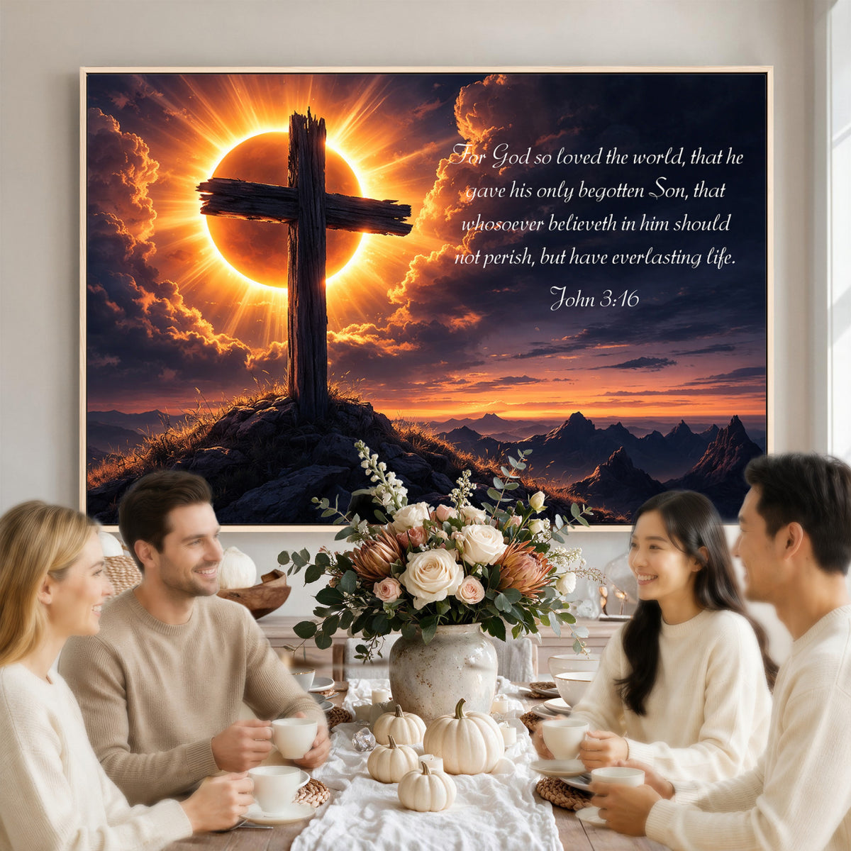 Custom Bible Verse Cross Canvas, Personalized Christian Wall Art