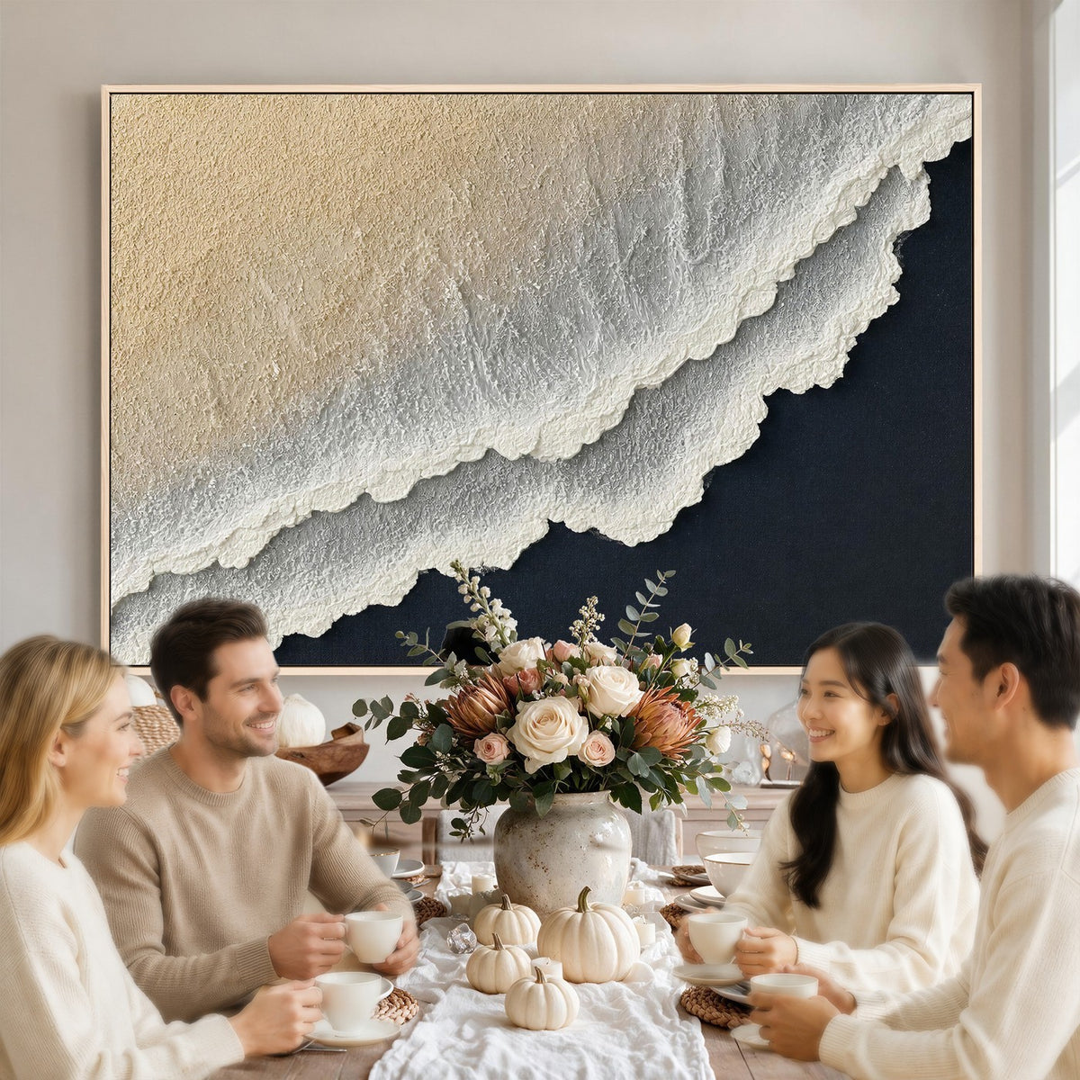 32969959-MGV-CV-24X16 - Abstract Ocean Wave Canvas Wall Art, Coastal Beach Wall Decor for Living Room