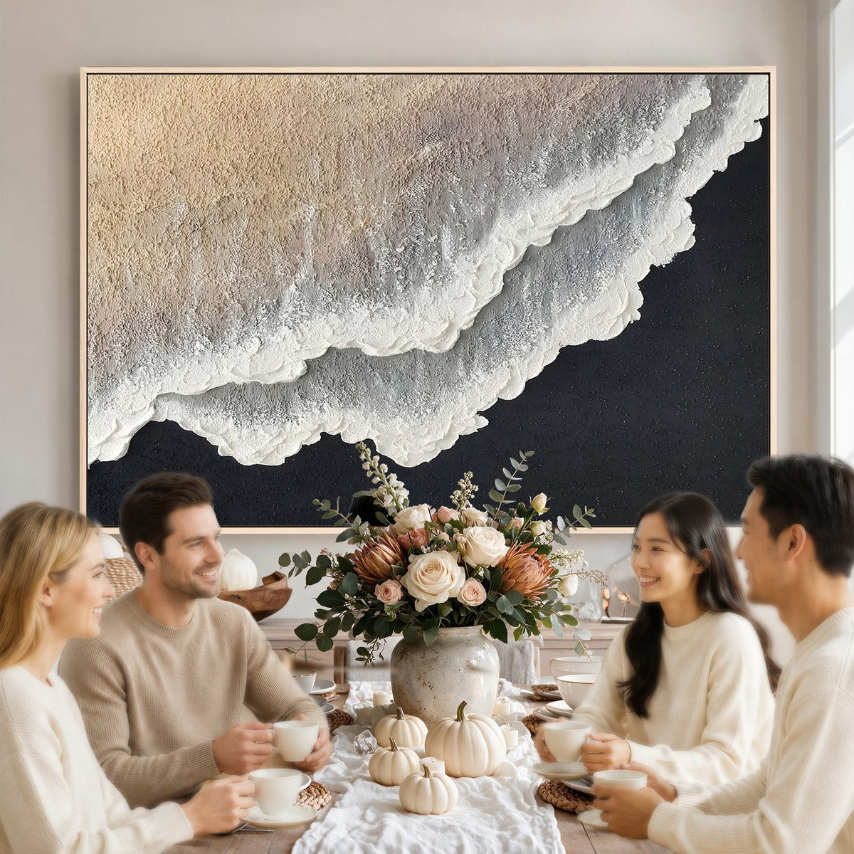 42307004-MGV-CV-24X16 - Ocean Wave and Sand Coastal Wall Art, Modern Beach Decor for Living Room
