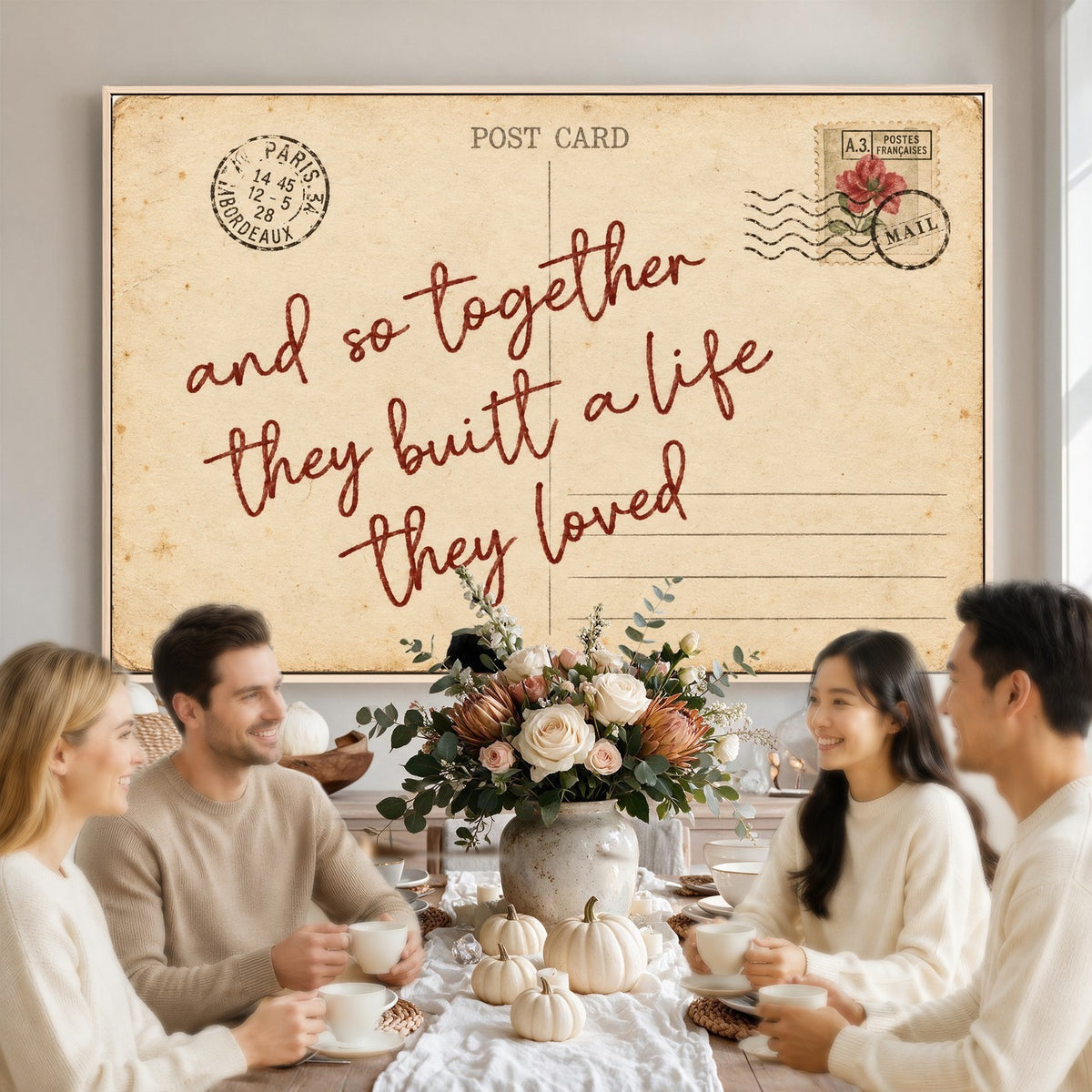 Personalized vintage postcard canvas with custom love note, view 12