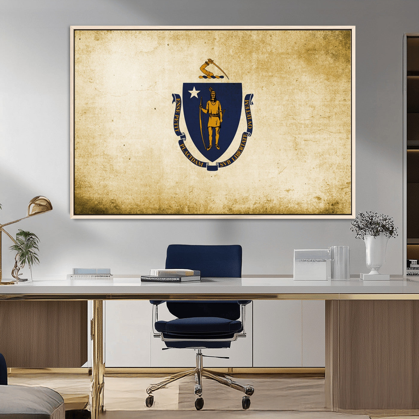 MGV-FC-36X24 - Massachusetts Flag Wall Art Canvas Print