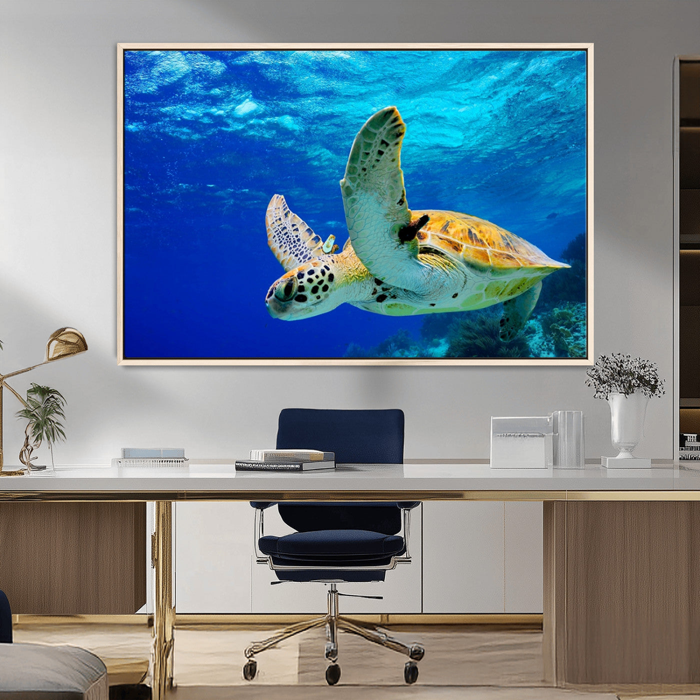 16292-MGV-FC-36X24_Natural-Sea Turtle Wall Art Canvas Print, Sea life in the Ocean Wall Art Printing
