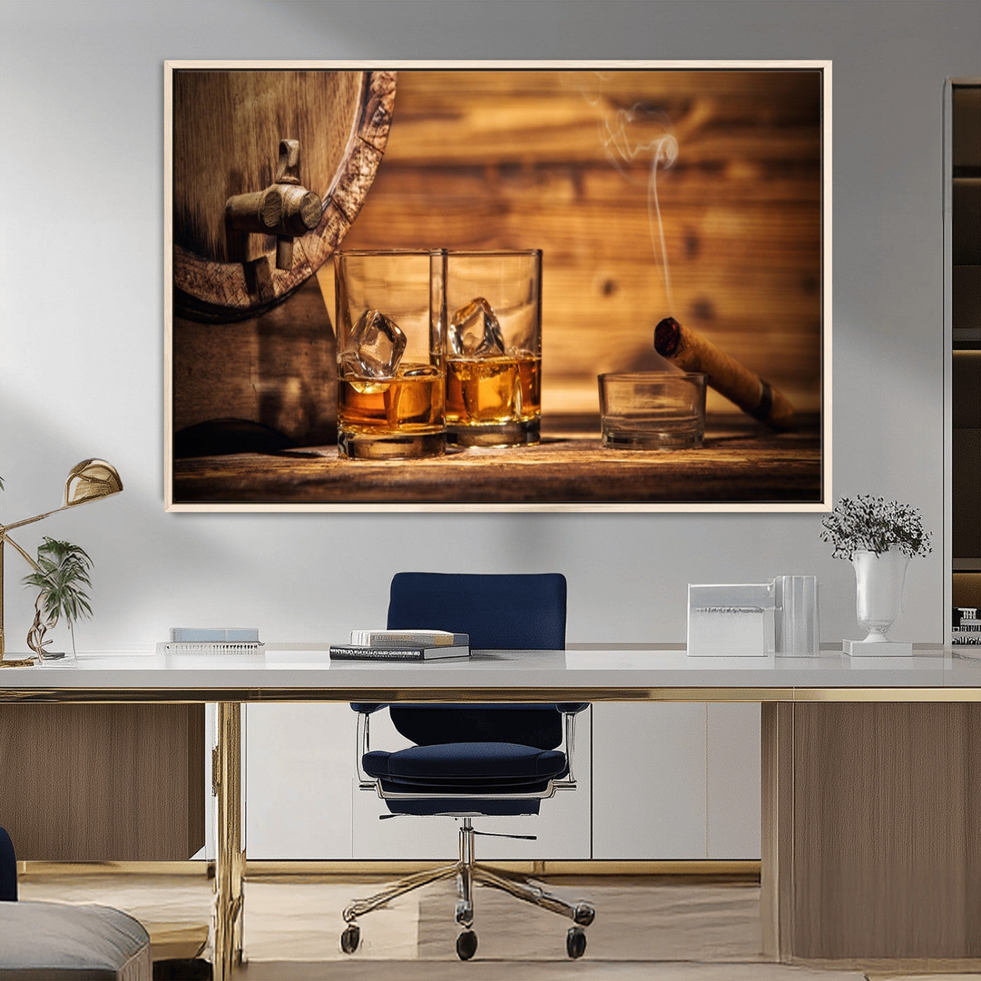 MGV-FC-36X24 - Rustic Whiskey and Barrel Canvas Print
