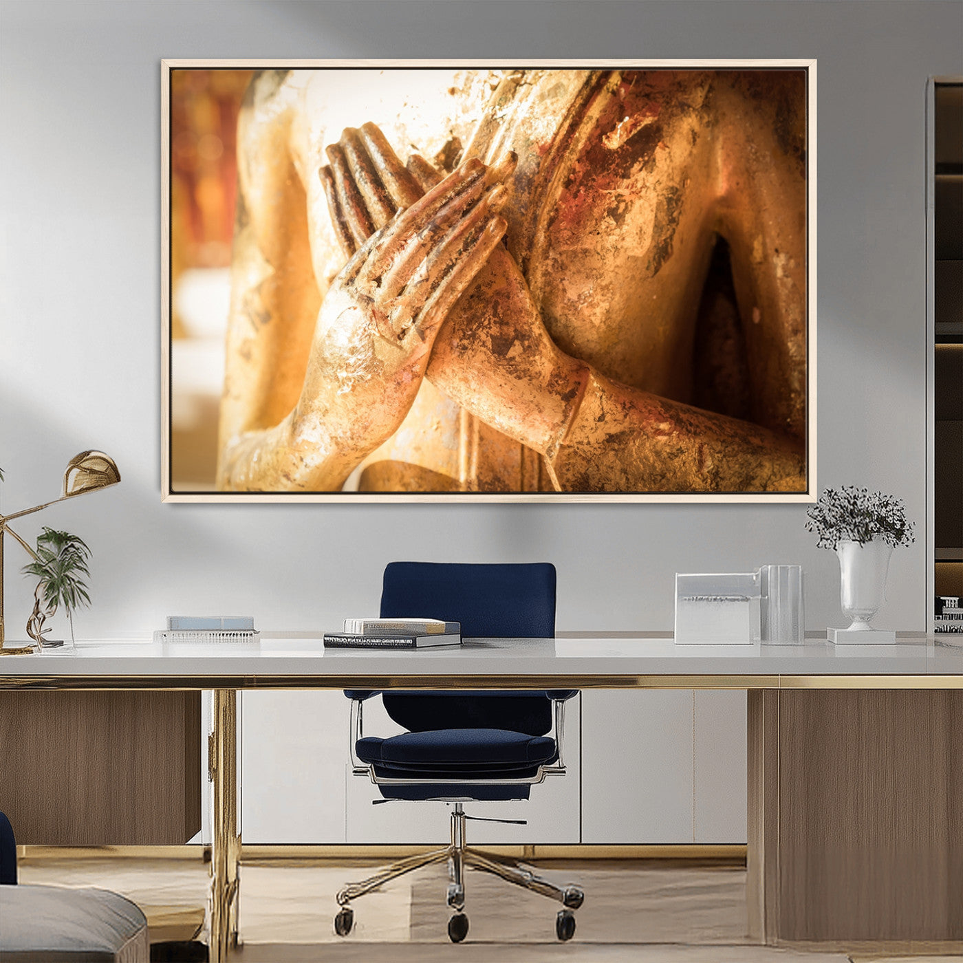 MGV-FC-36X24 - Buddha Statue Hands Wall Art Canvas Print