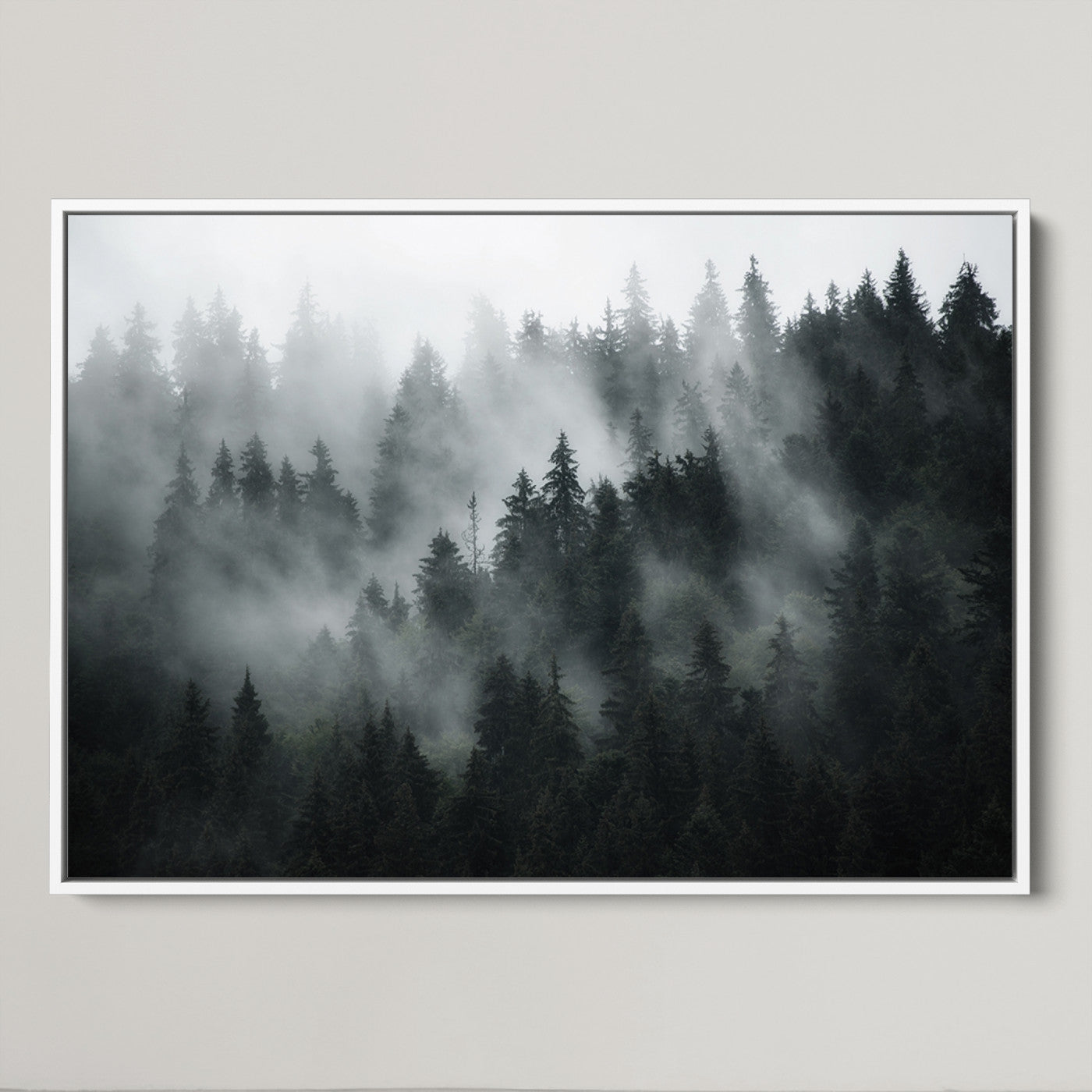 52359-MGV-FC-36X24_White-Foggy Forest Wall Art Canvas Print | 3 Panel Large Misty Landscape for Dining Room, Office, or Living Room | Ready to Hang Nature Deco