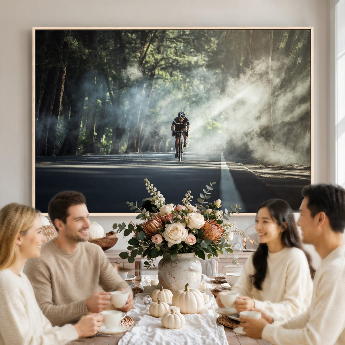 60298-MGV-CV-36X24 - Cycling Road Bike in the Morning, Cycling Road Bike Canvas Print