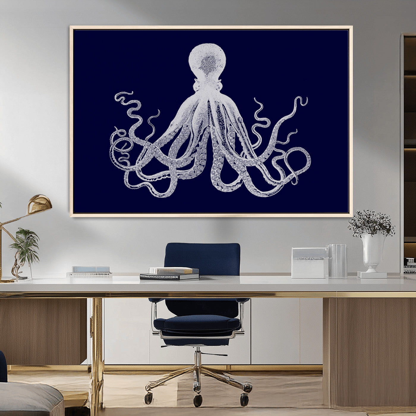 MGV-FC-36X24 - Blue Octopus Wall Art Canvas Print