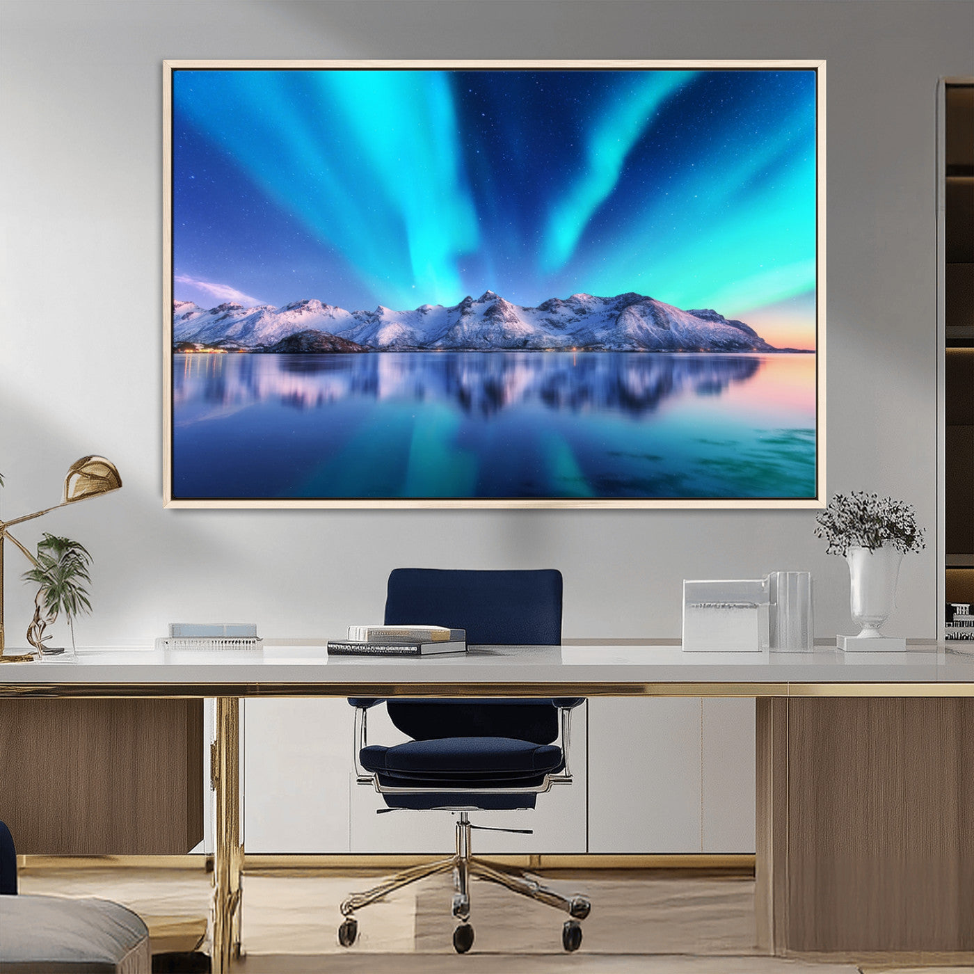 MGV-FC-36X24 - Northern Lights above Mountain Wall Art, Northern Lights Wall Art Canvas Print