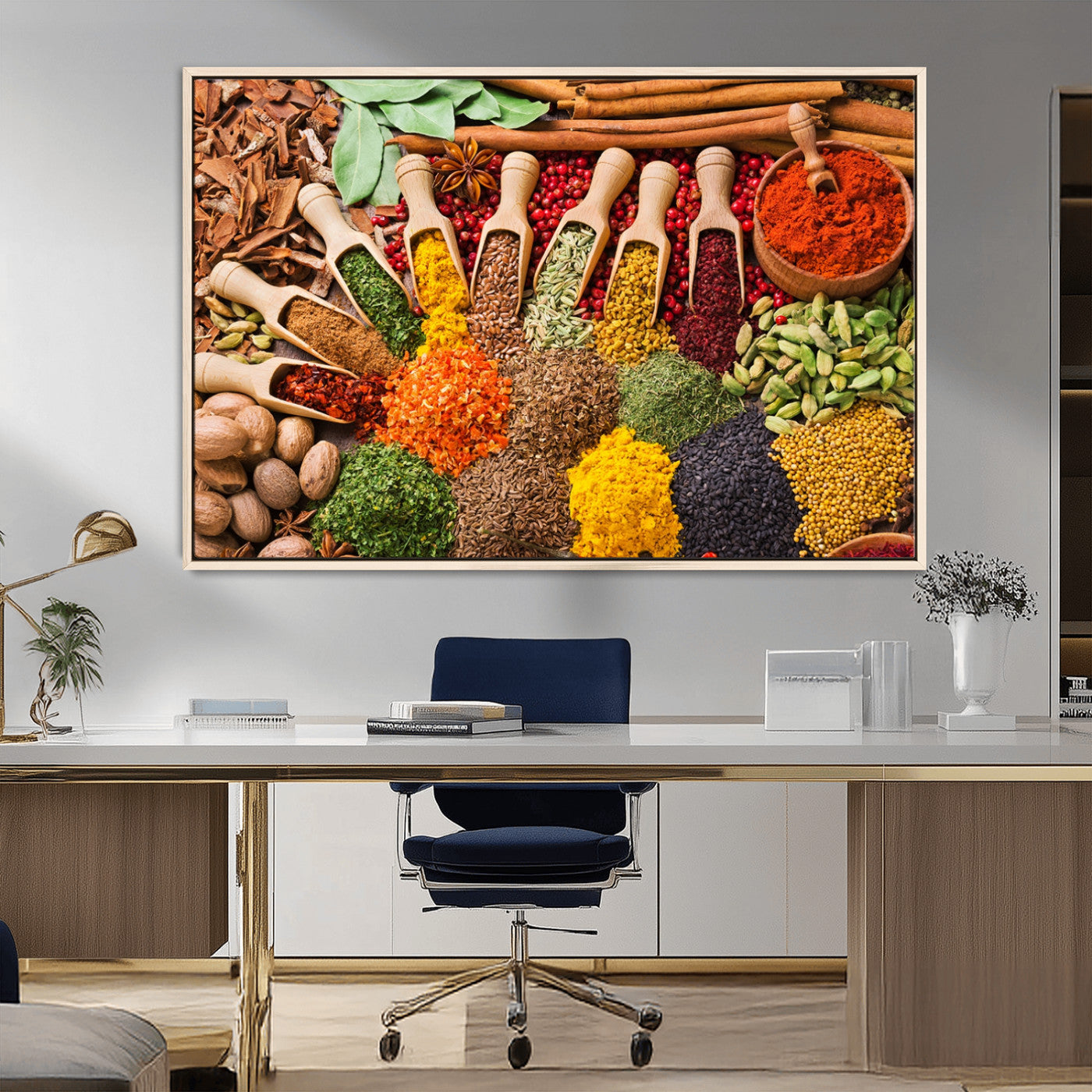 MGV-FC-36X24 - Herbs and Spices Art Canvas Print for Kitchen Kitchen, Dining Room Wall Decor