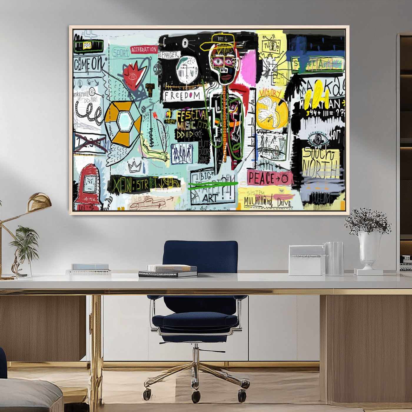 MGV-FC-36X24 - Abstract Graffiti Canvas Street Art-Inspired Graffiti Triptych Canvas – Modern Abstract Wall Art for