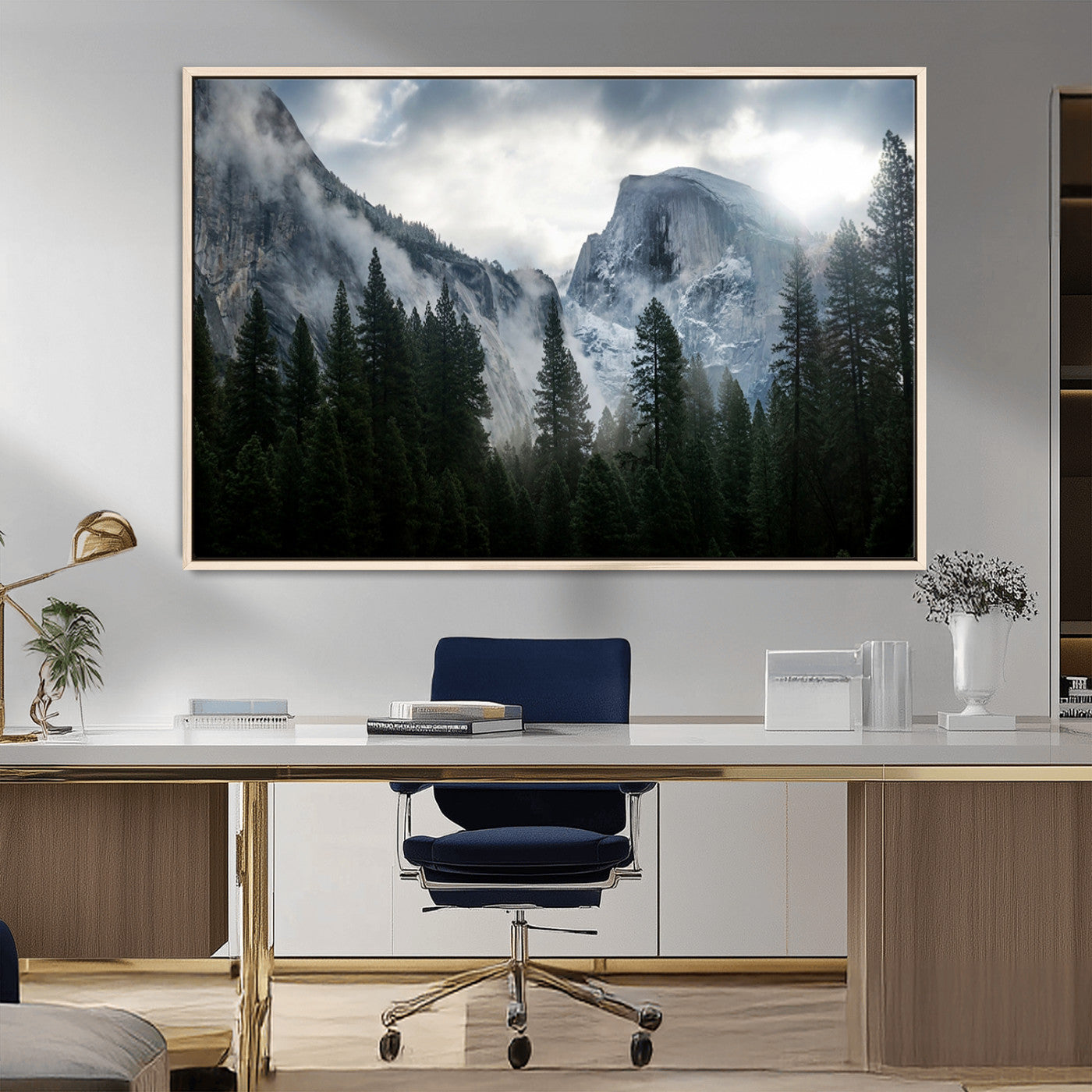 MGV-FC-36X24 - Yosemite National Park El Capitan Foggy Mountain Wall Art | Large Canvas Print for Living Room,