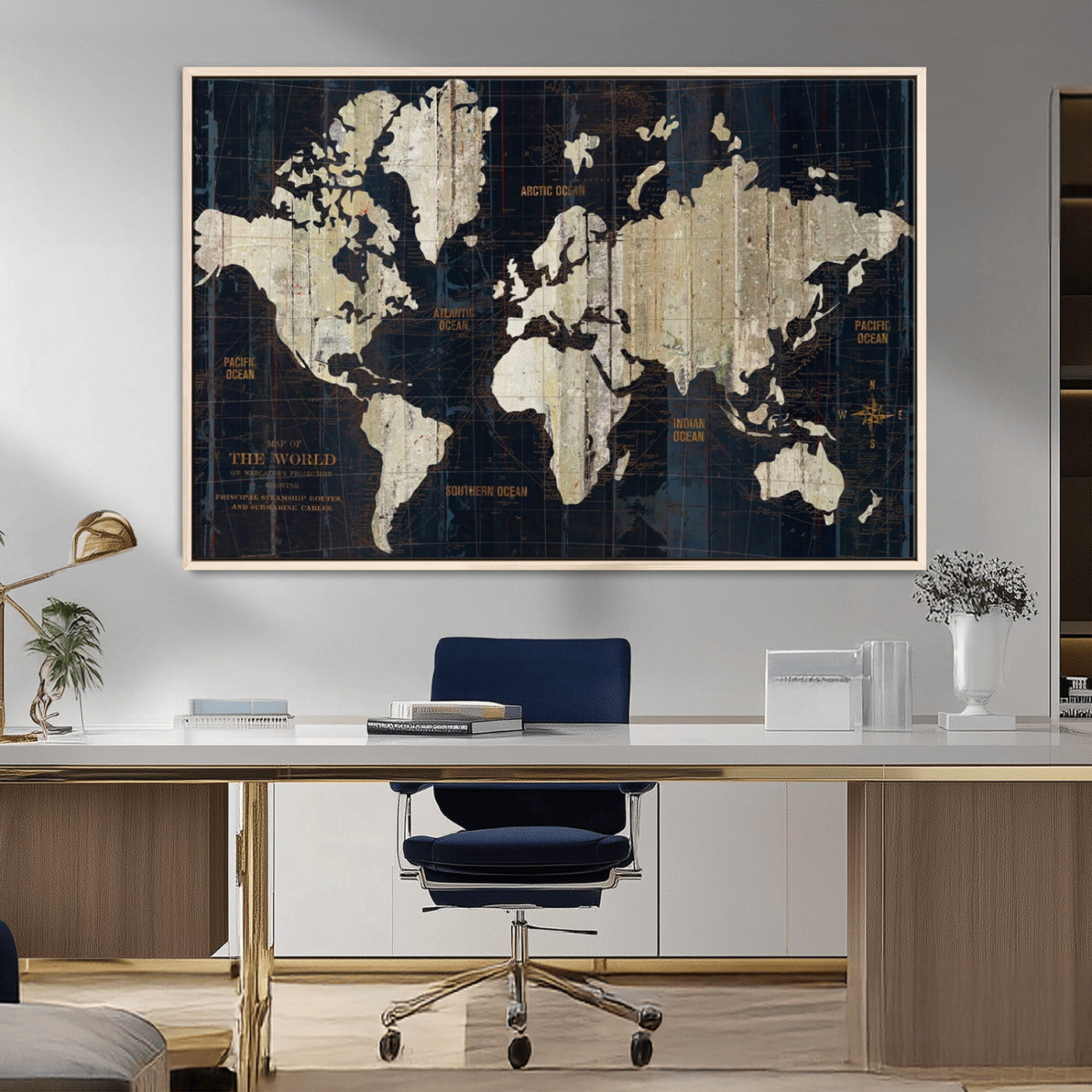 MGV-FC-36X24 - Push Pin World Map Canvas Print – Framed Wall Art for Couples to Track Their Travels – Anniversary