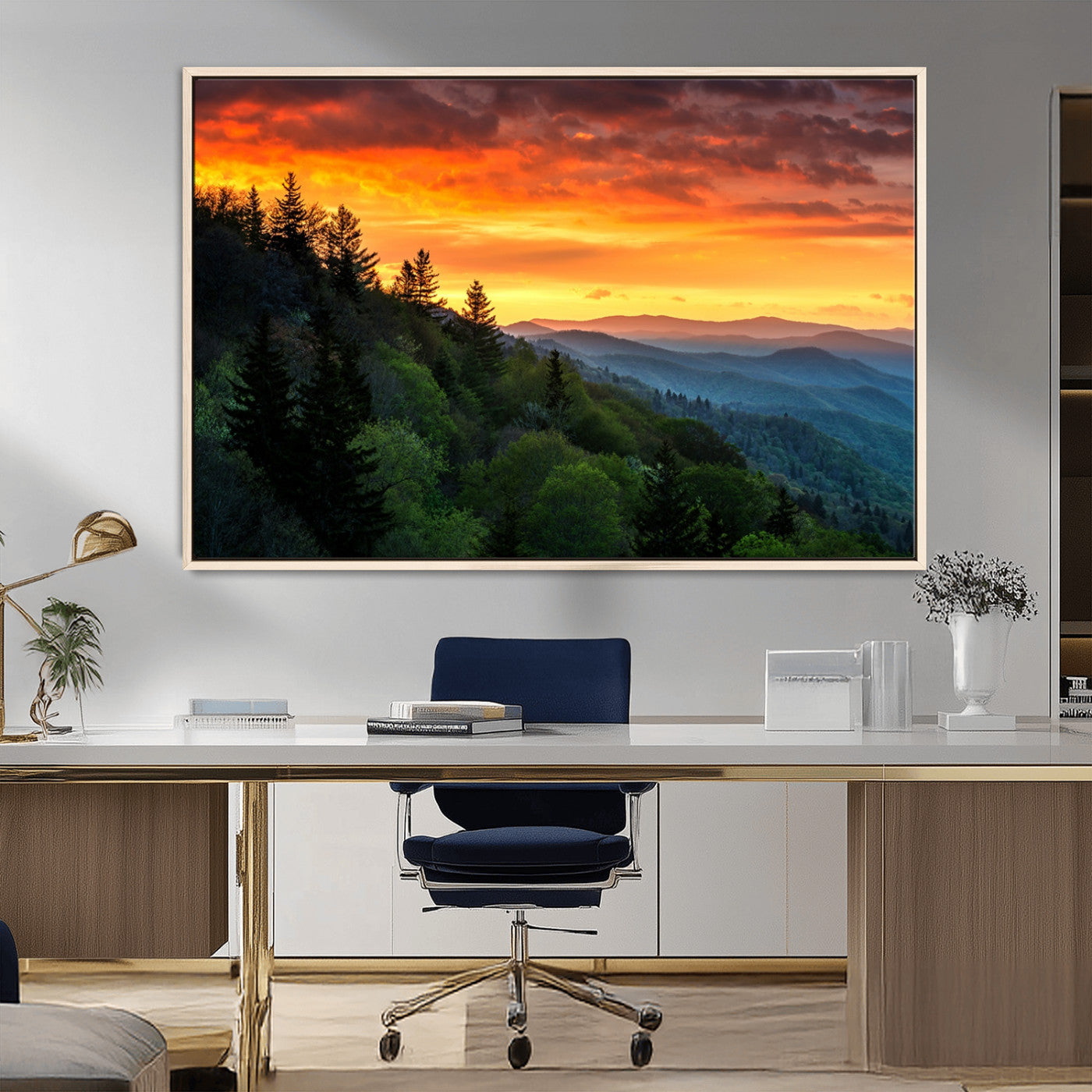MGV-FC-36X24 - Forest Landscape Wall Art Sunset Canvas, Forest Sunset Canvas Print