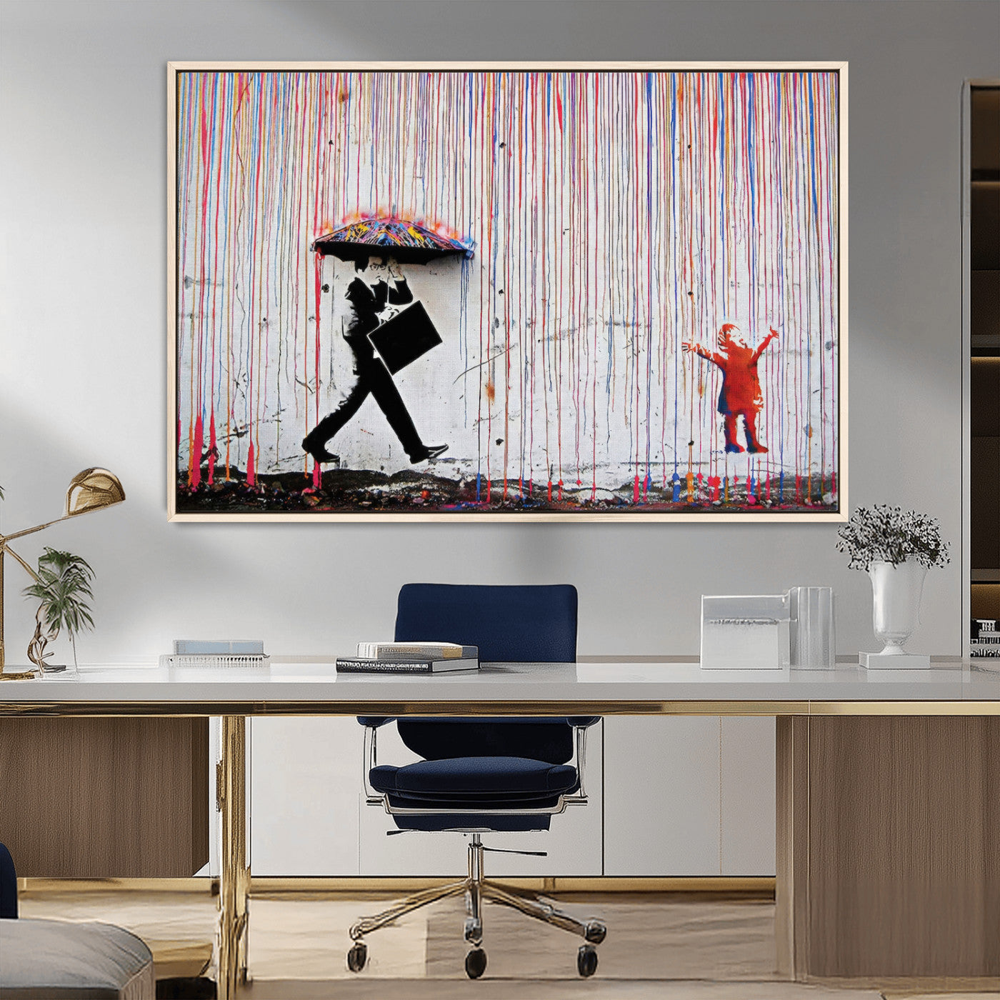 MGV-FC-36X24 - Banksy Wall Art Canvas Print, Framed Graffiti Art Picture Print, Banksy Urban Graffiti Perfect Modern Decor Artwork