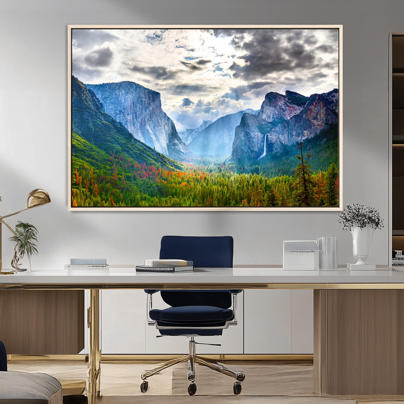 MGV-FC-36X24 - Yosemite Park Half Dome 3 Panel Canvas Print | Large Giclée Landscape Wall Art for Living Room,