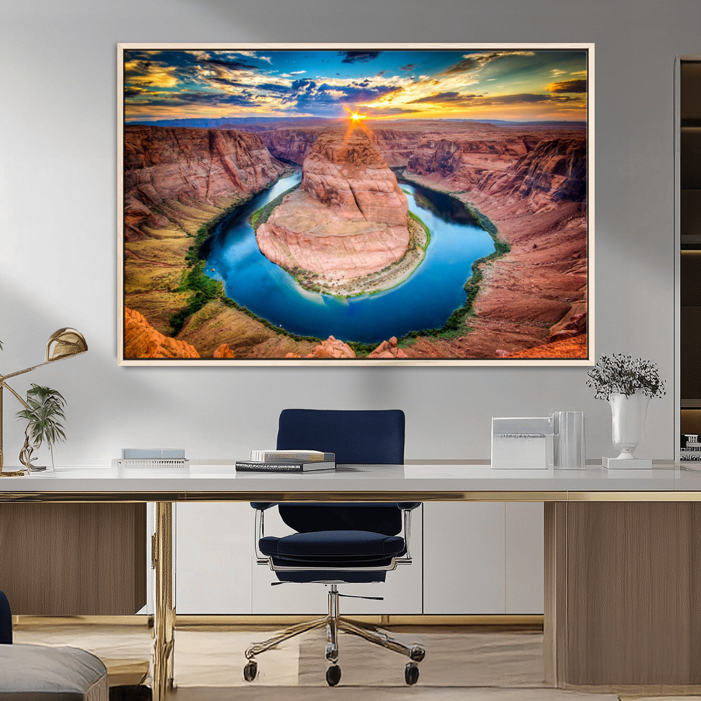 MGV-FC-36X24 - Sunset on the Horseshoe Bend Grand Canyon, Horseshoe Bend Grand Canyon Canvas Wall Art Print