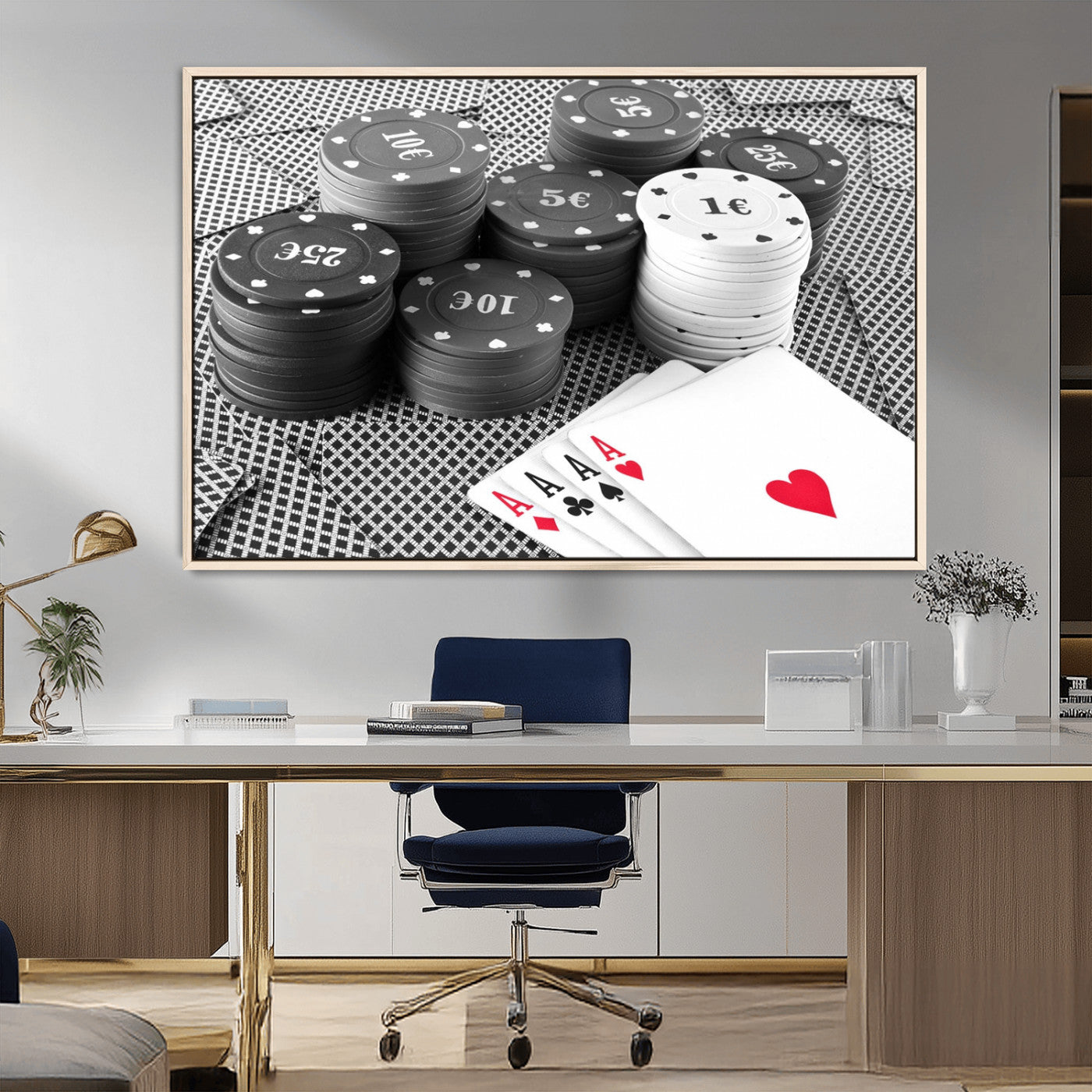 MGV-FC-36X24 - Poker Game Cards Wall Art Canvas, Multi Panel Wall Art Canvas Print