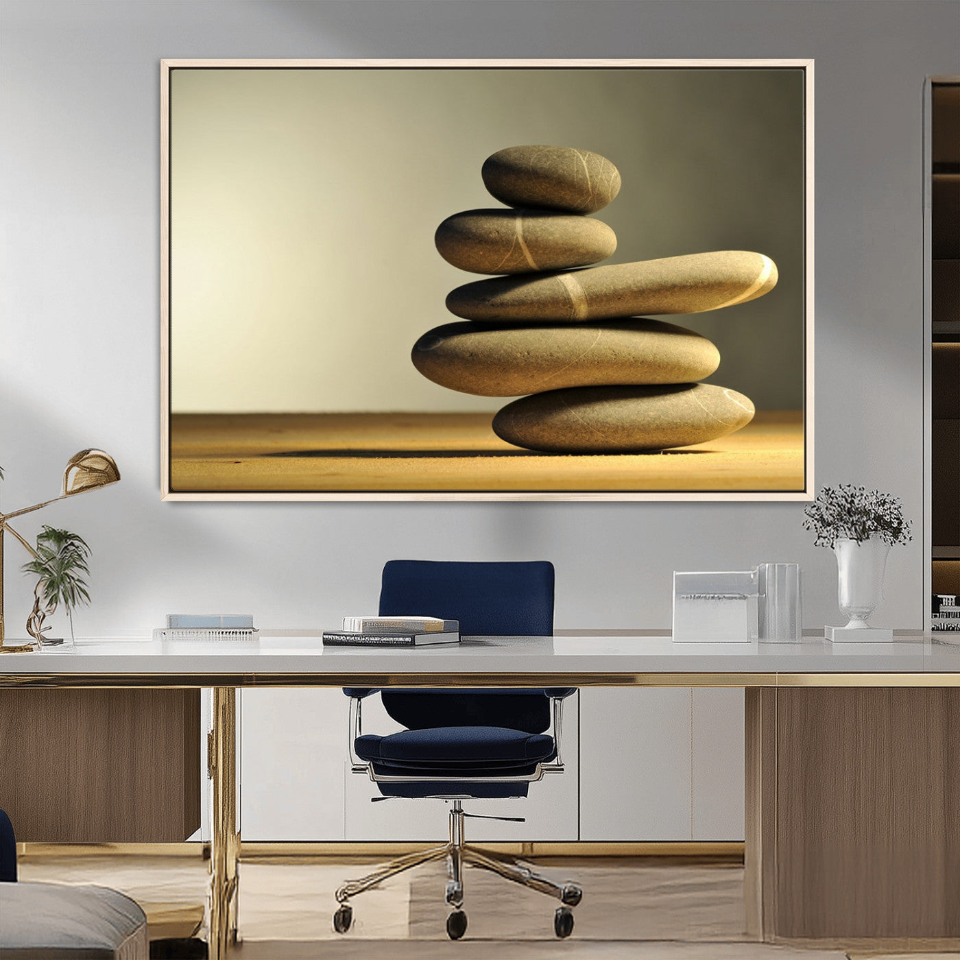 MGV-FC-36X24 - Fluvial Zen Stones Canvas Wall Art Print