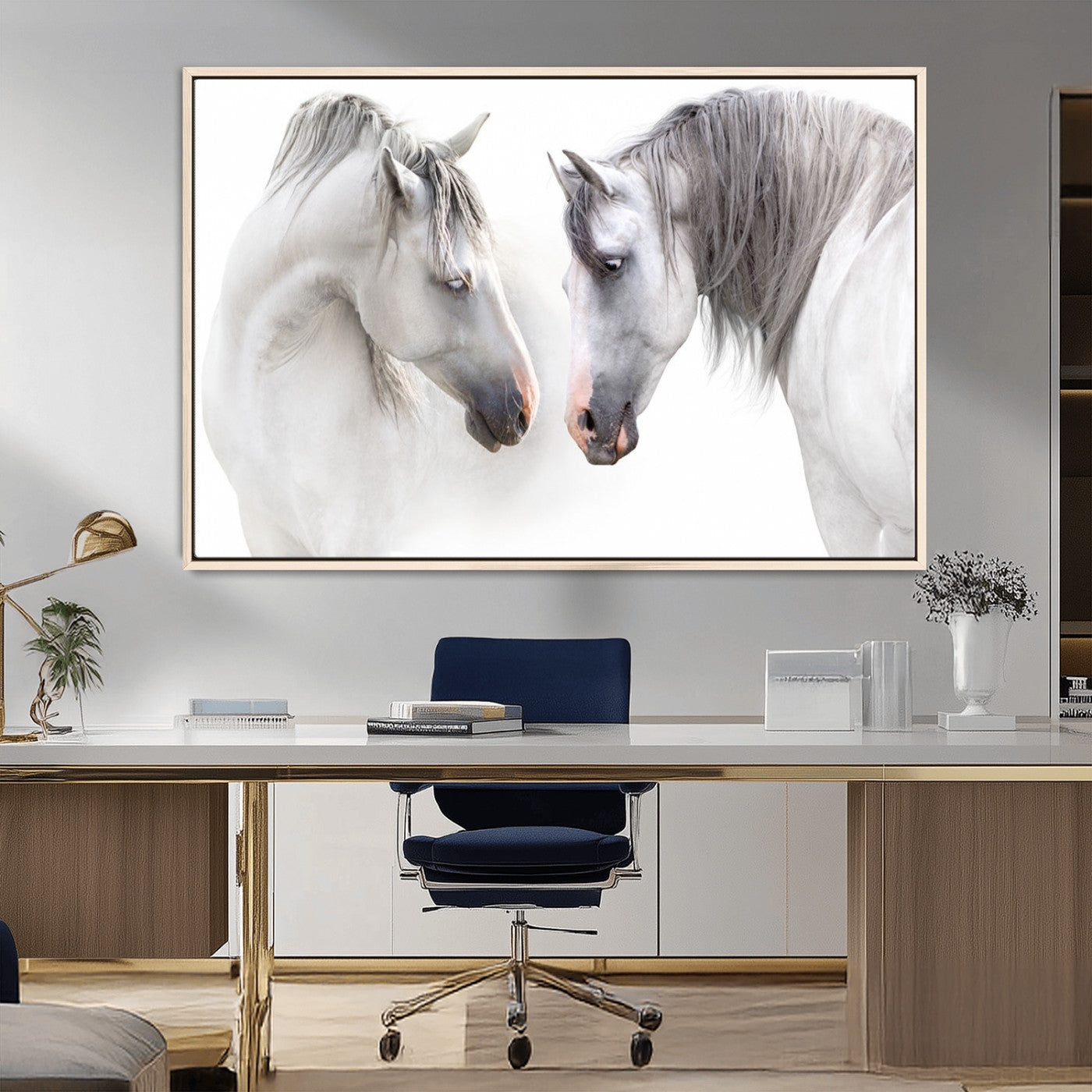 MGV-FC-36X24 - White Horse Wall Art Animal Canvas Print